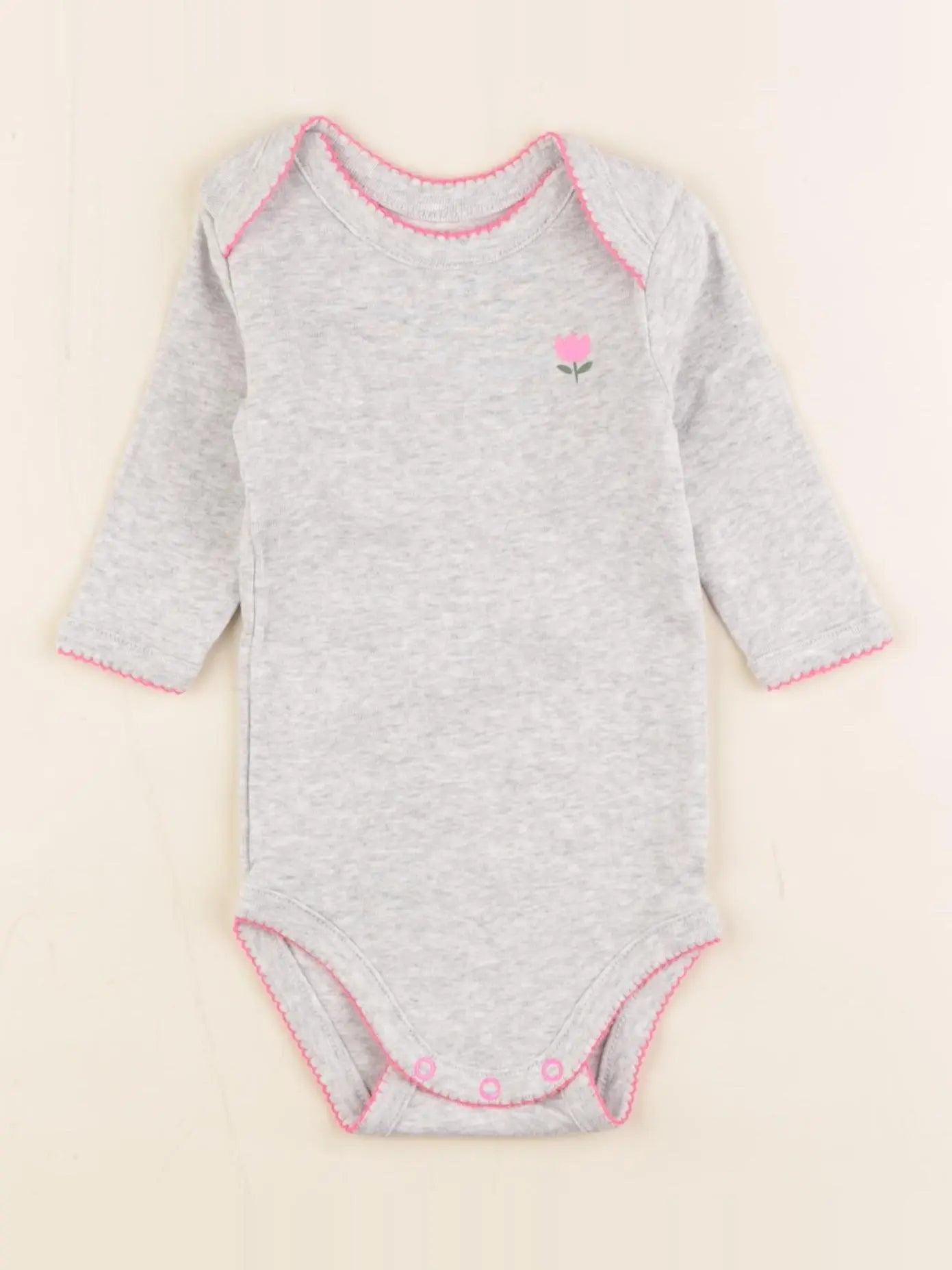 Boutchou - body gris, rose - 6 mois