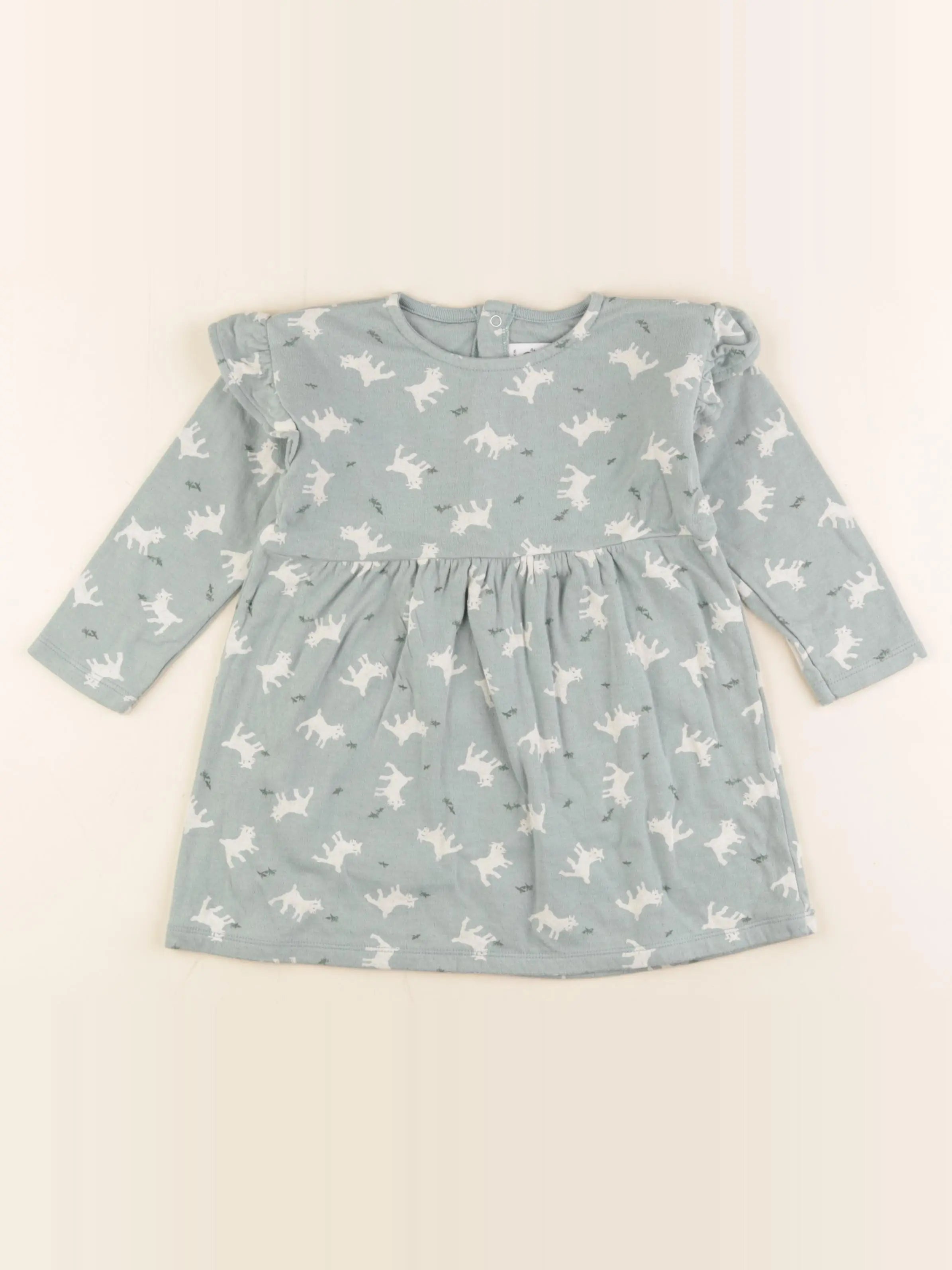Petit Bateau - robe vert - 24 mois