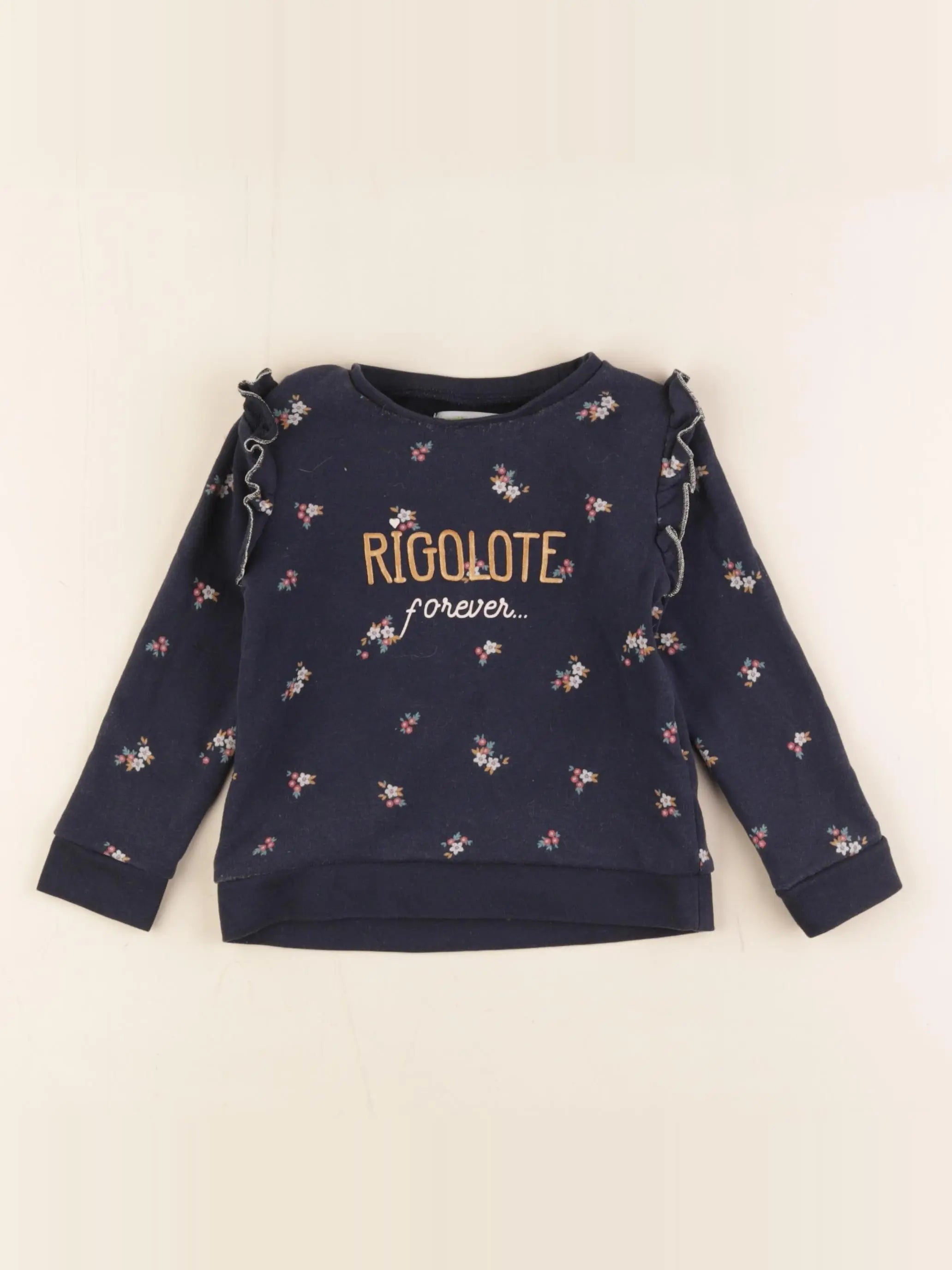 Vertbaudet - sweat bleu, or - 2 ans