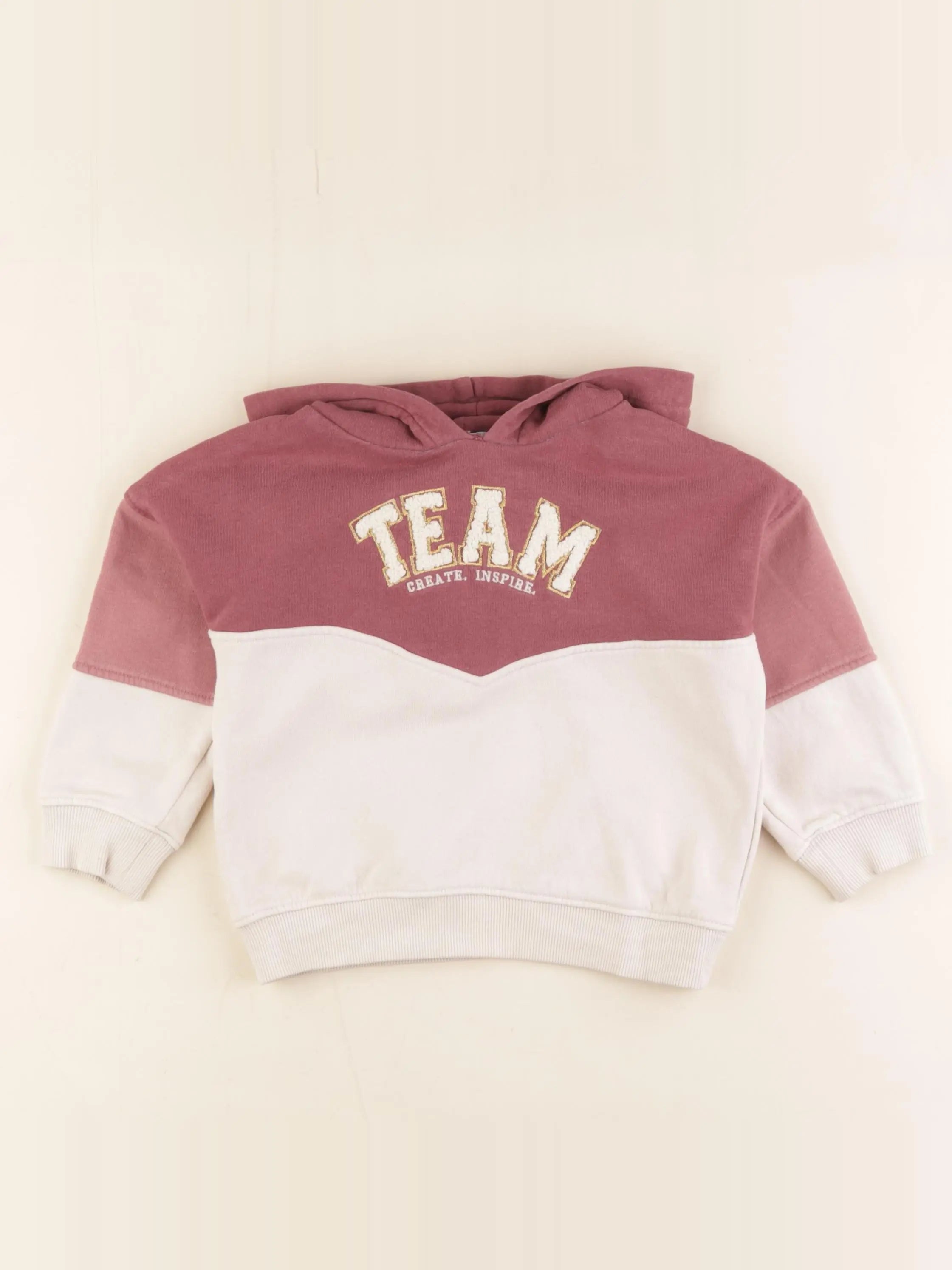 Vertbaudet - sweat blanc, rose - 3 ans