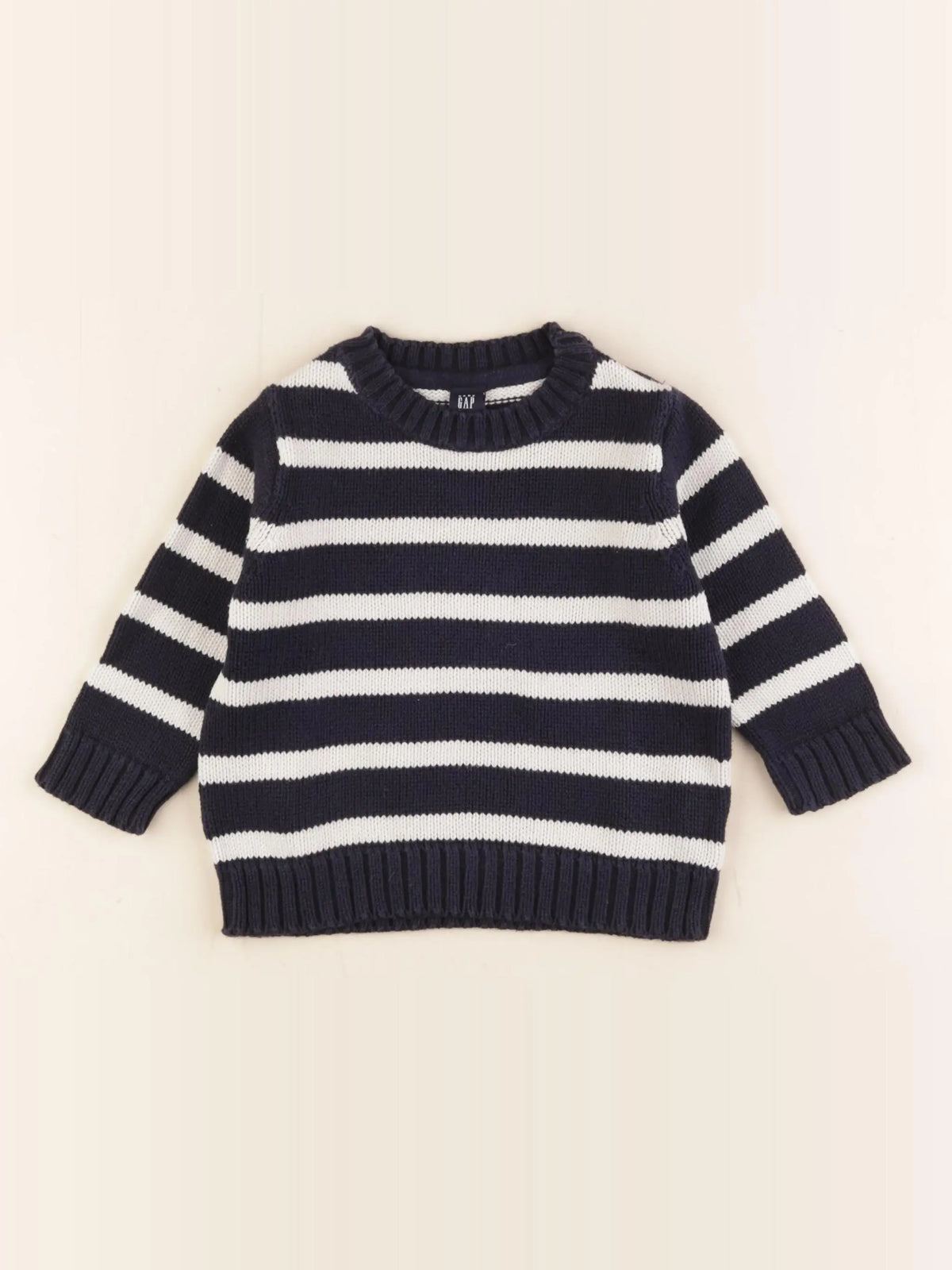 GAP - pull bleu, blanc - 6/12 mois