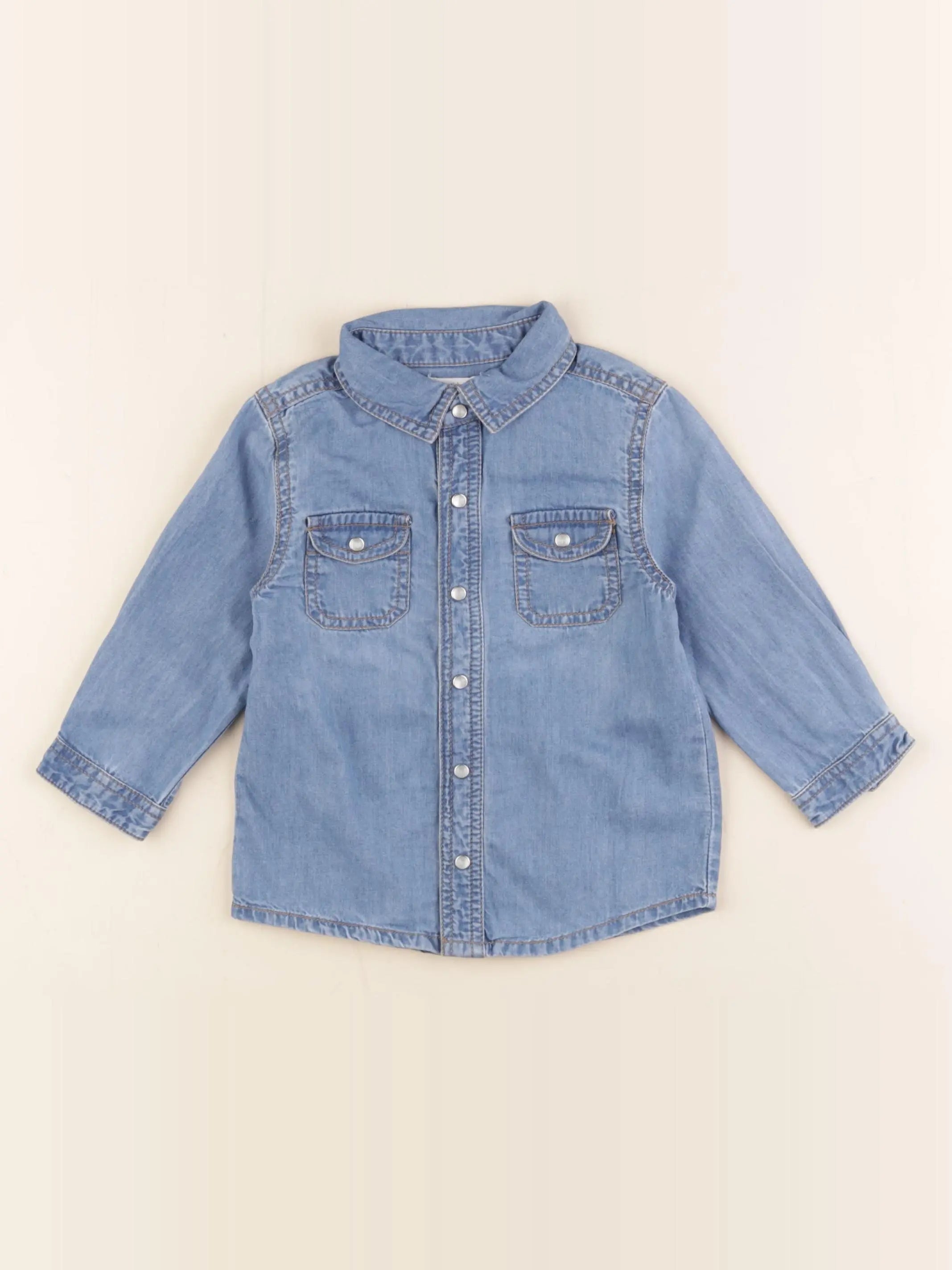 Boutchou - chemise bleu - 12 mois