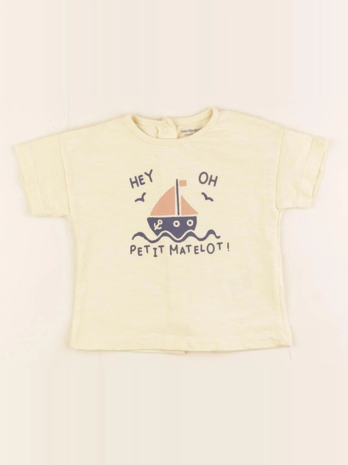 Vertbaudet - tee-shirt beige - 6 mois