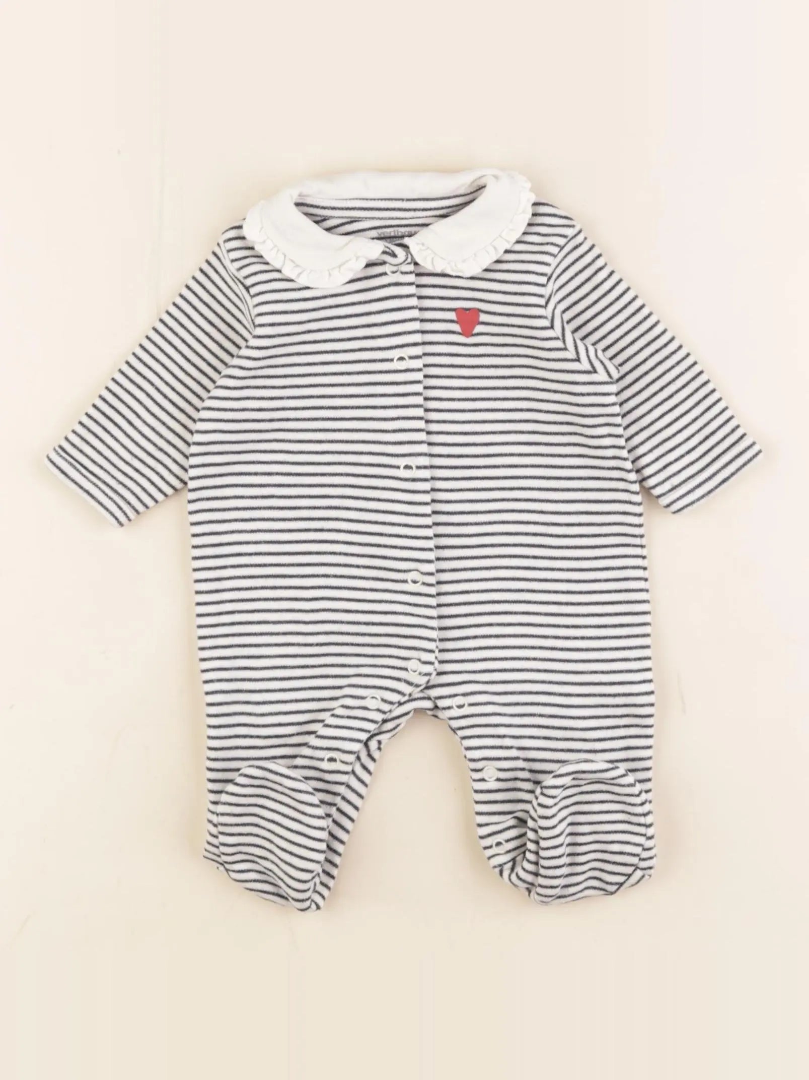 Vertbaudet - pyjama coton blanc, bleu - 1 mois