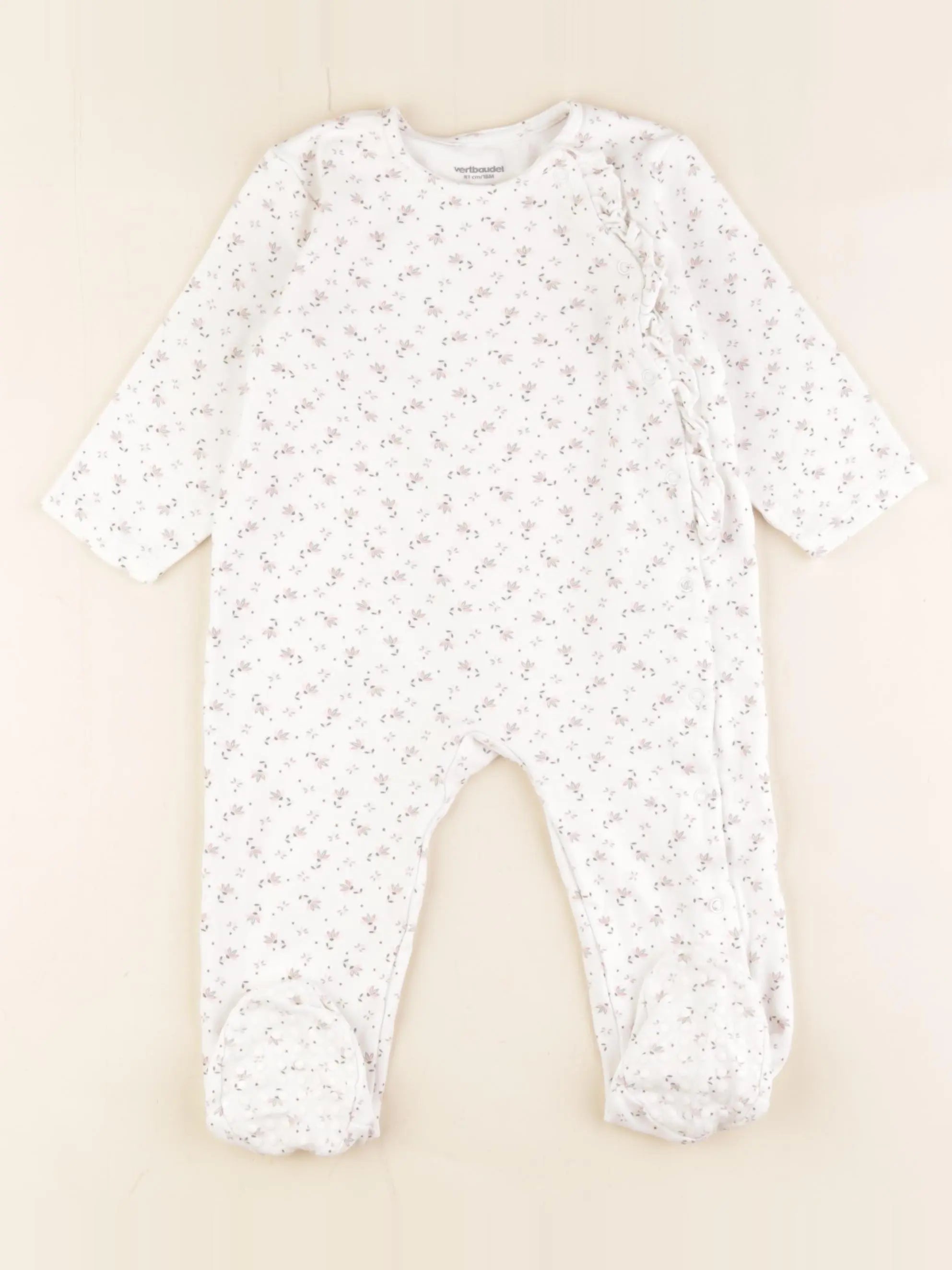 Vertbaudet - pyjama coton blanc, rose - 18 mois