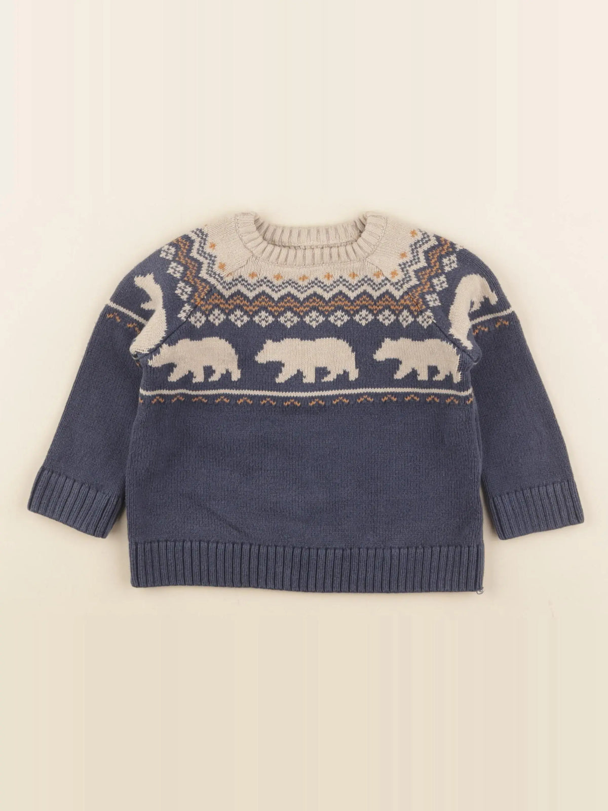 Vertbaudet - pull beige, bleu - 2 ans