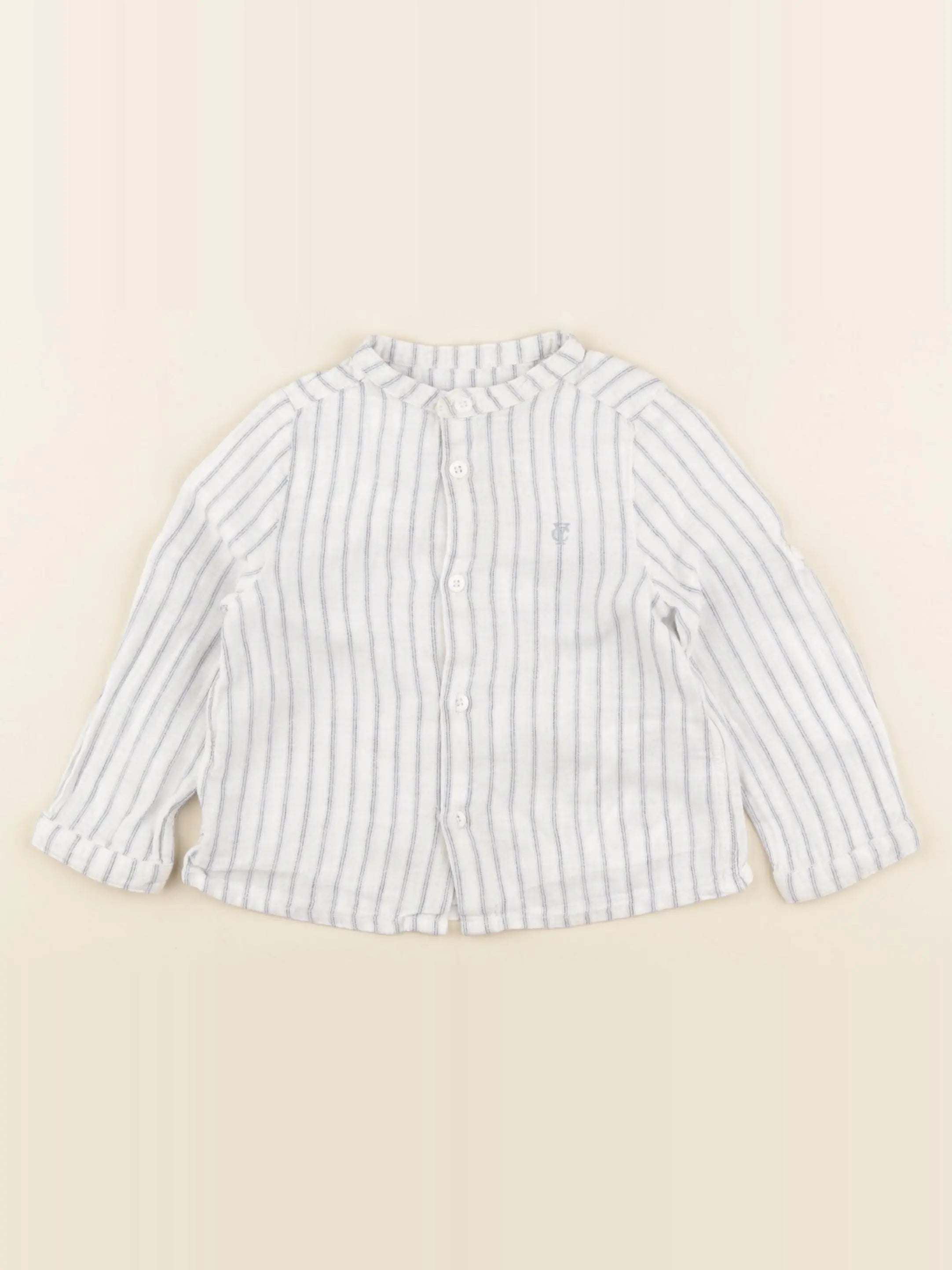 Cyrillus - chemise blanc, bleu - 24 mois