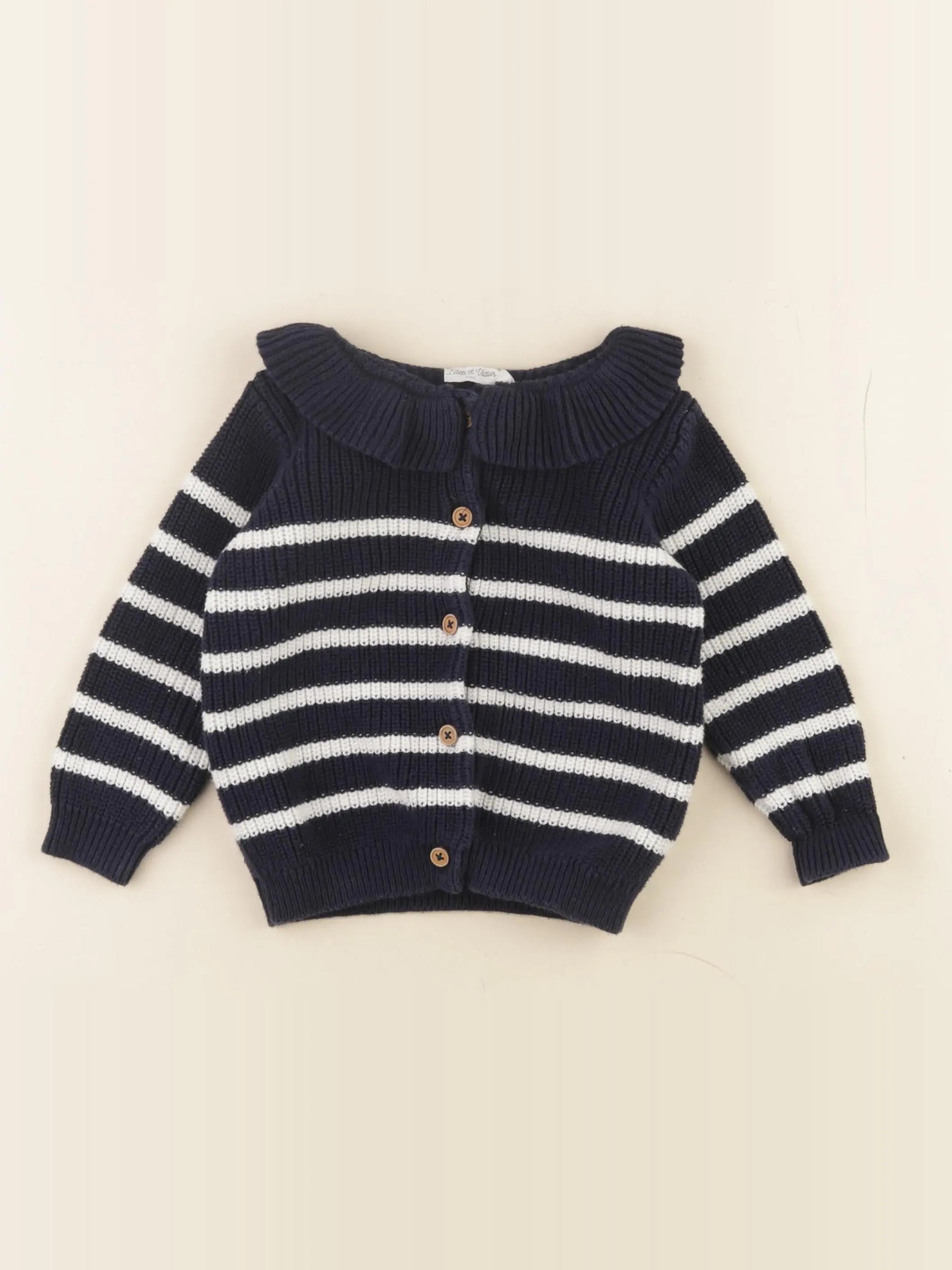 Eden & Victor - gilet bleu, blanc - 18 mois