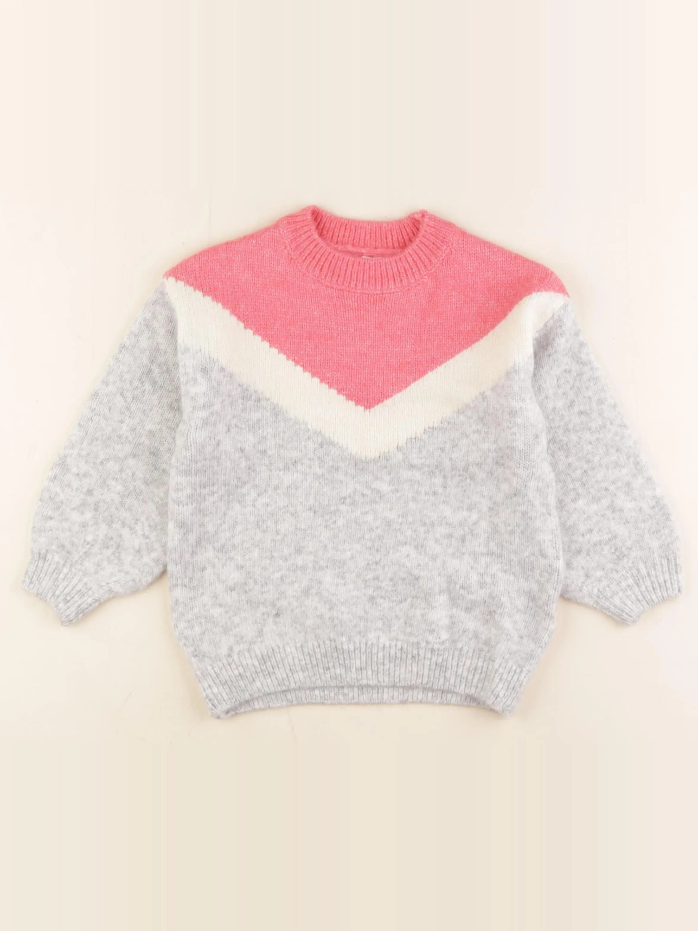 Vertbaudet - pull rose, gris - 4 ans