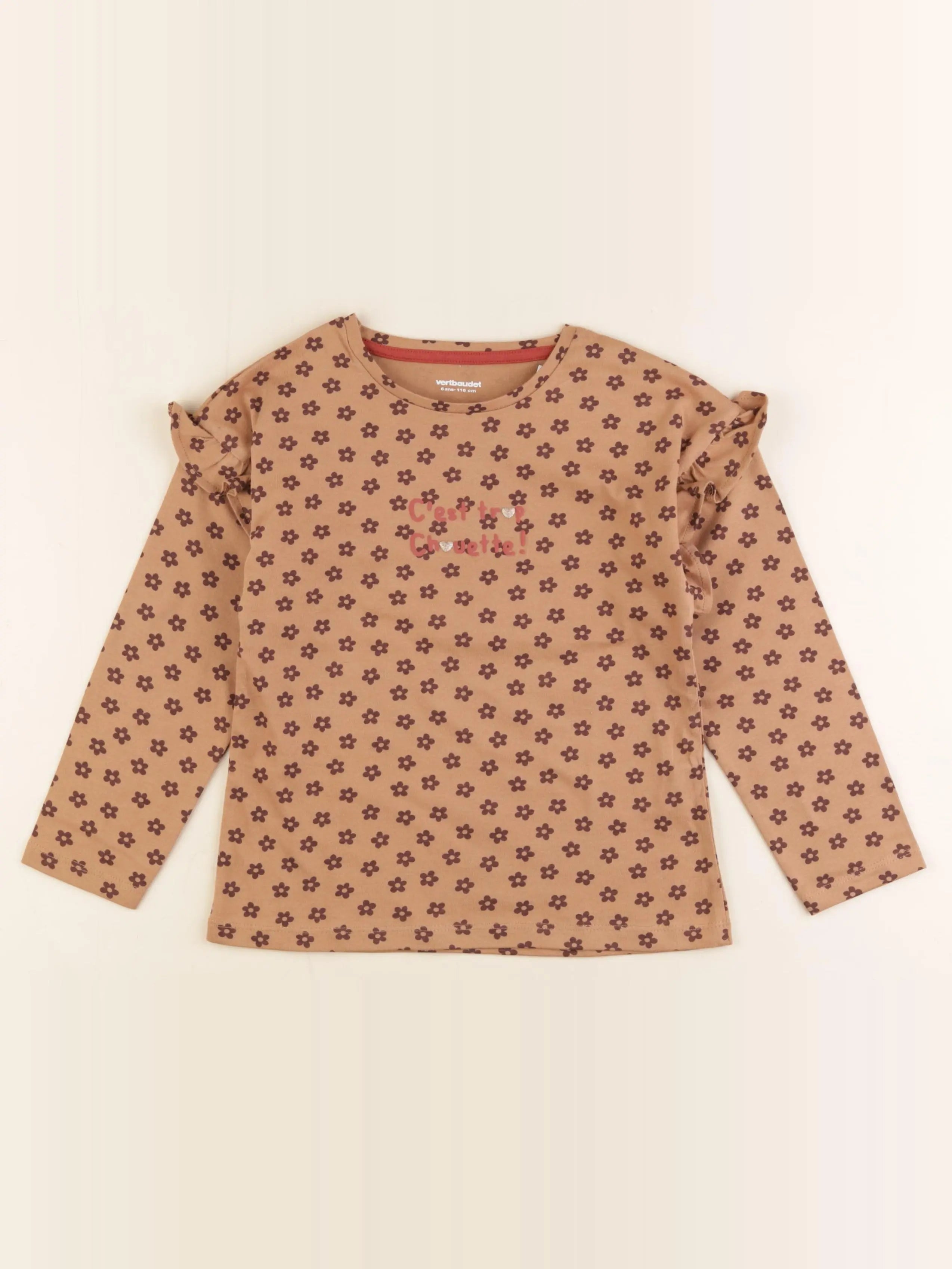 Vertbaudet - tee-shirt marron - 6 ans