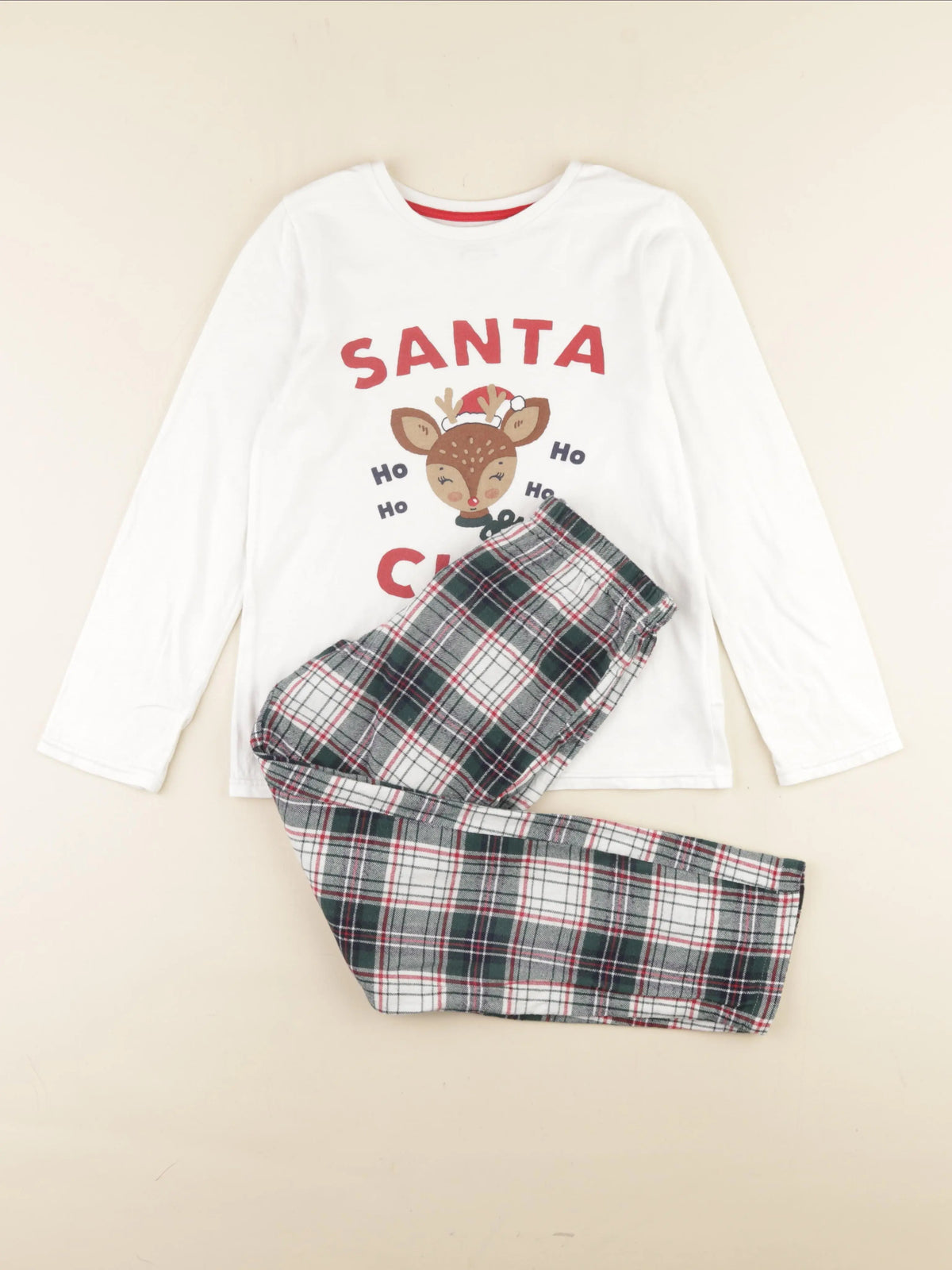 Vertbaudet - pyjama coton vert, blanc - 10 ans