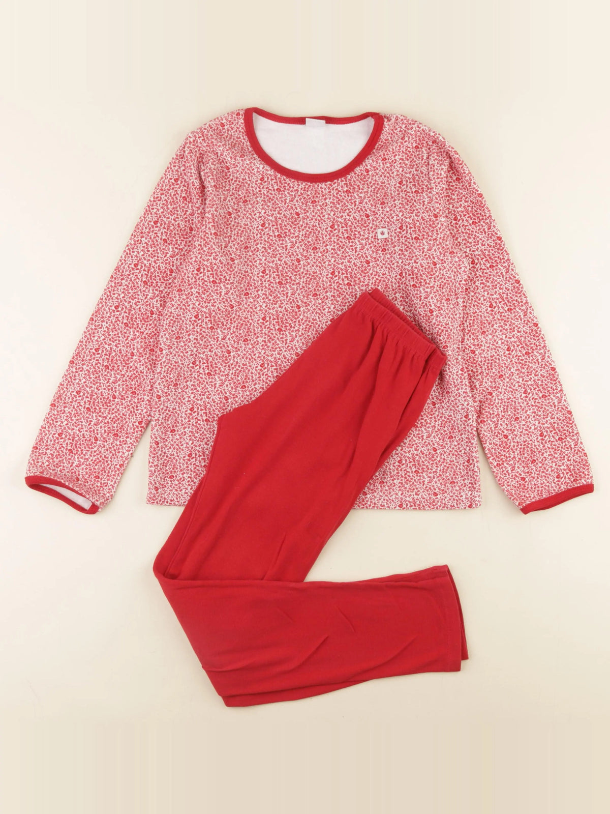 Petit Bateau - pyjama coton rouge - 10 ans