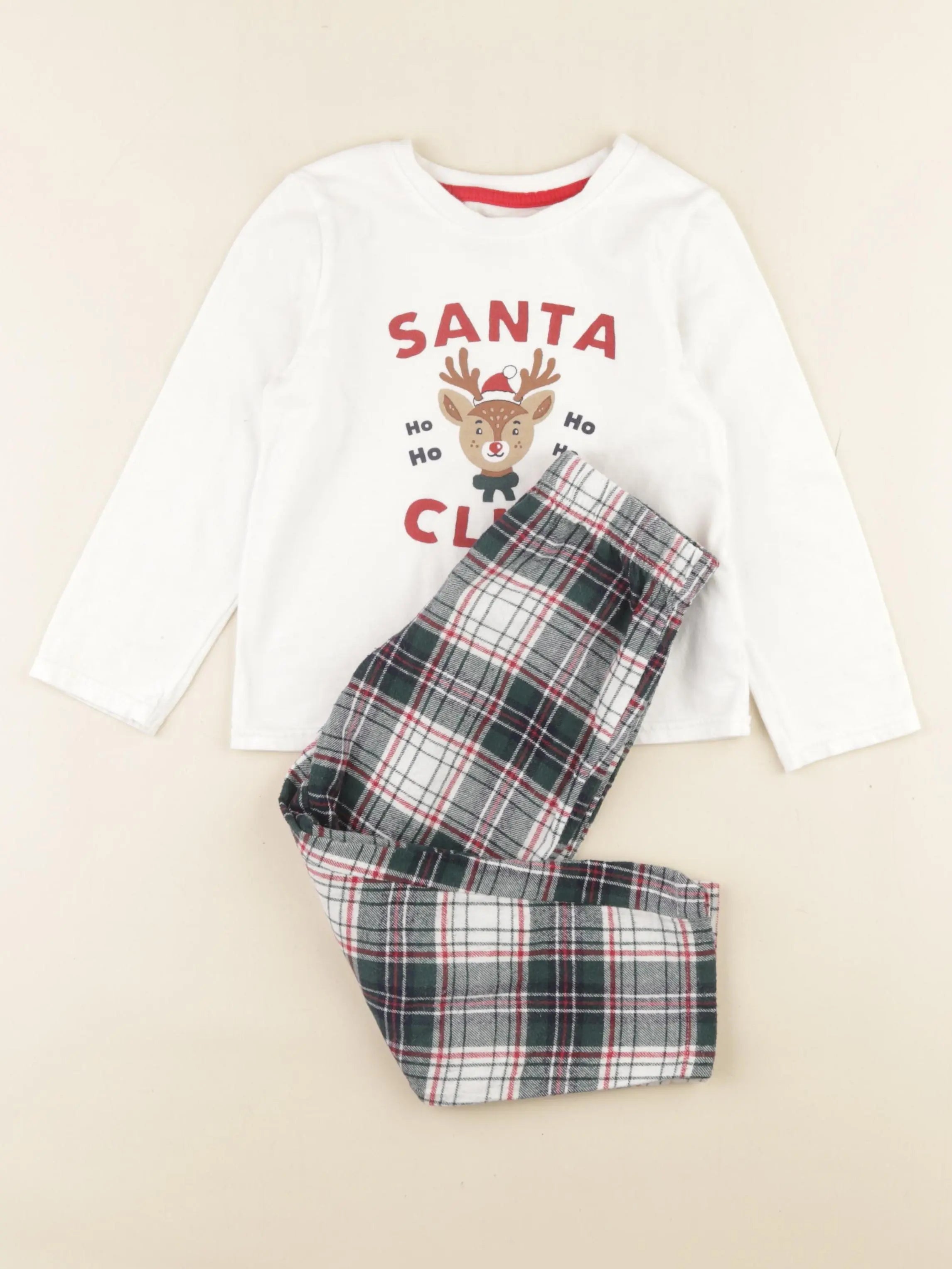 Vertbaudet - pyjama coton blanc, vert - 4 ans