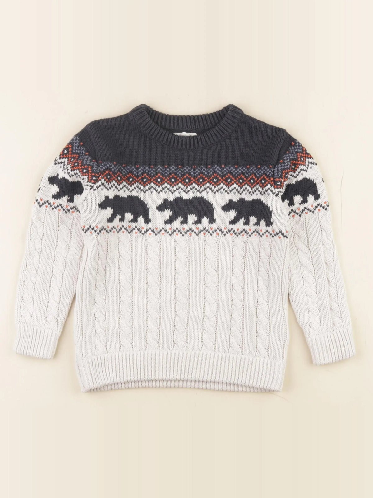 Vertbaudet - pull bleu, beige - 4 ans