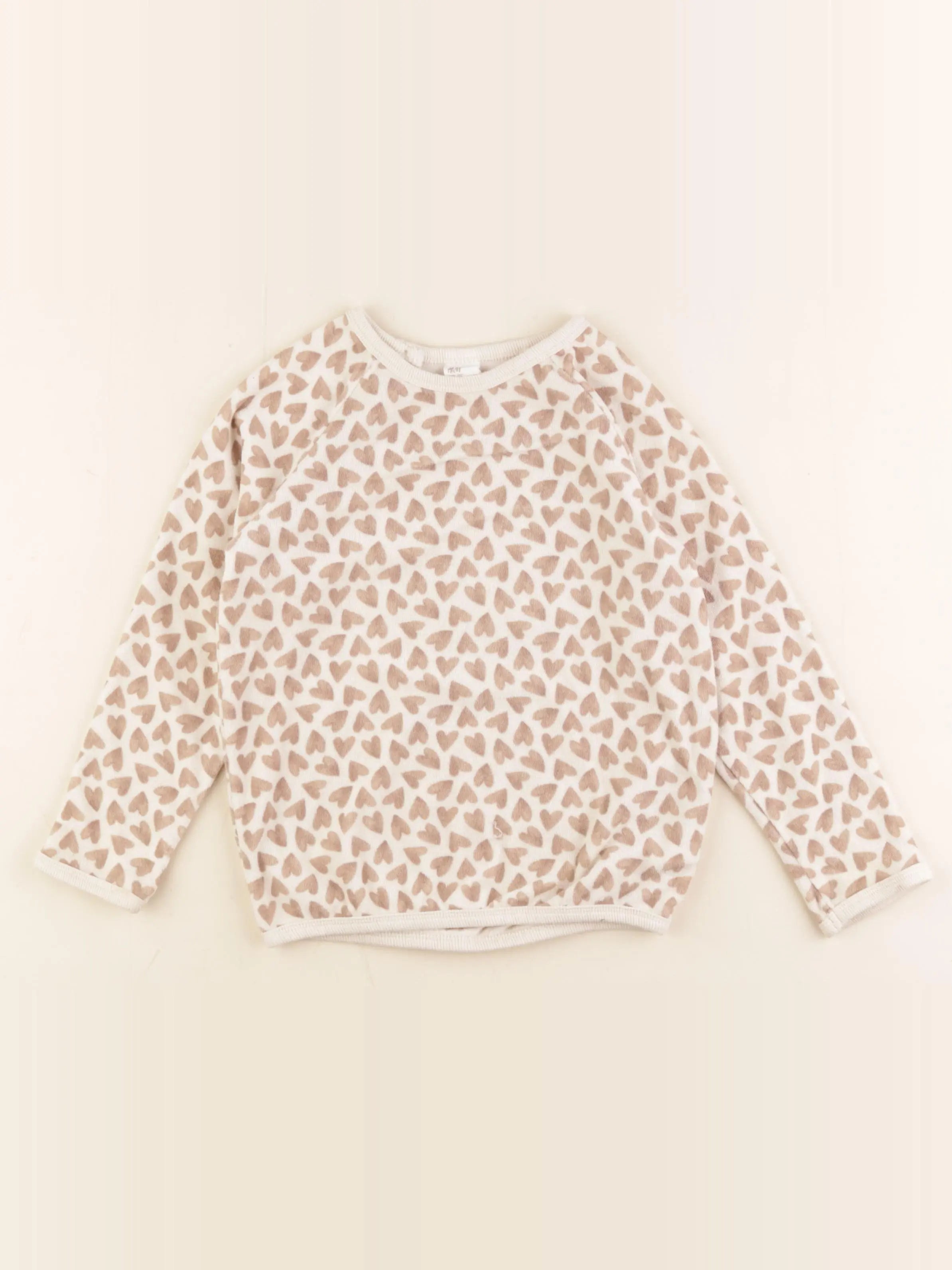H&M - sweat blanc, marron - 3/4 ans