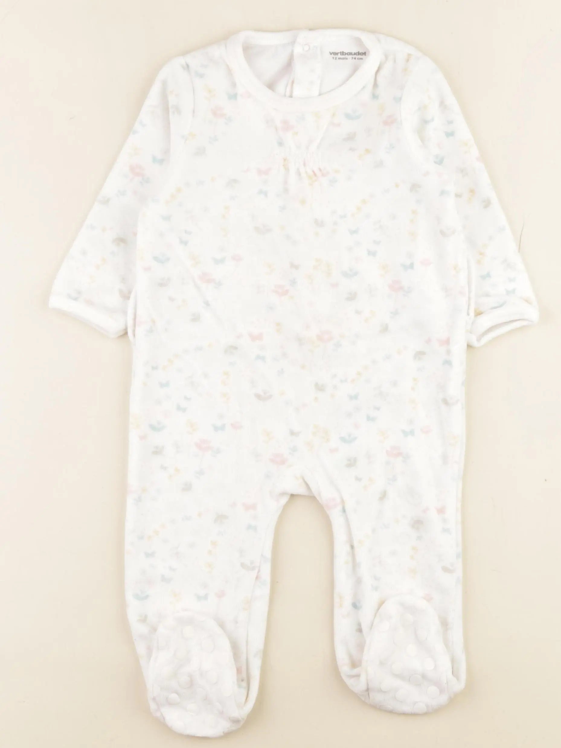 Vertbaudet - pyjama velours blanc, multicolore - 12 mois