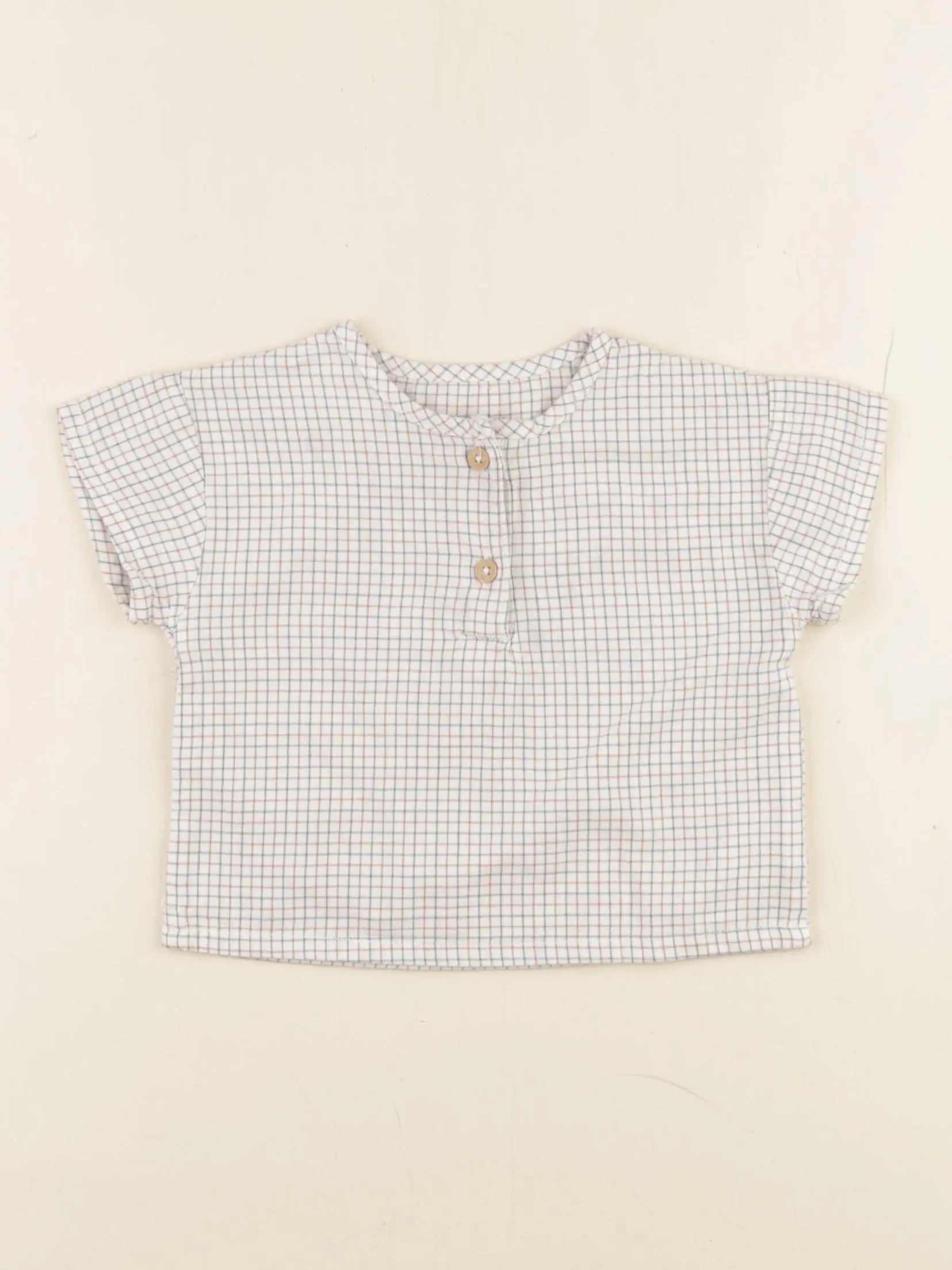 Vertbaudet - chemise gris, marron - 9 mois