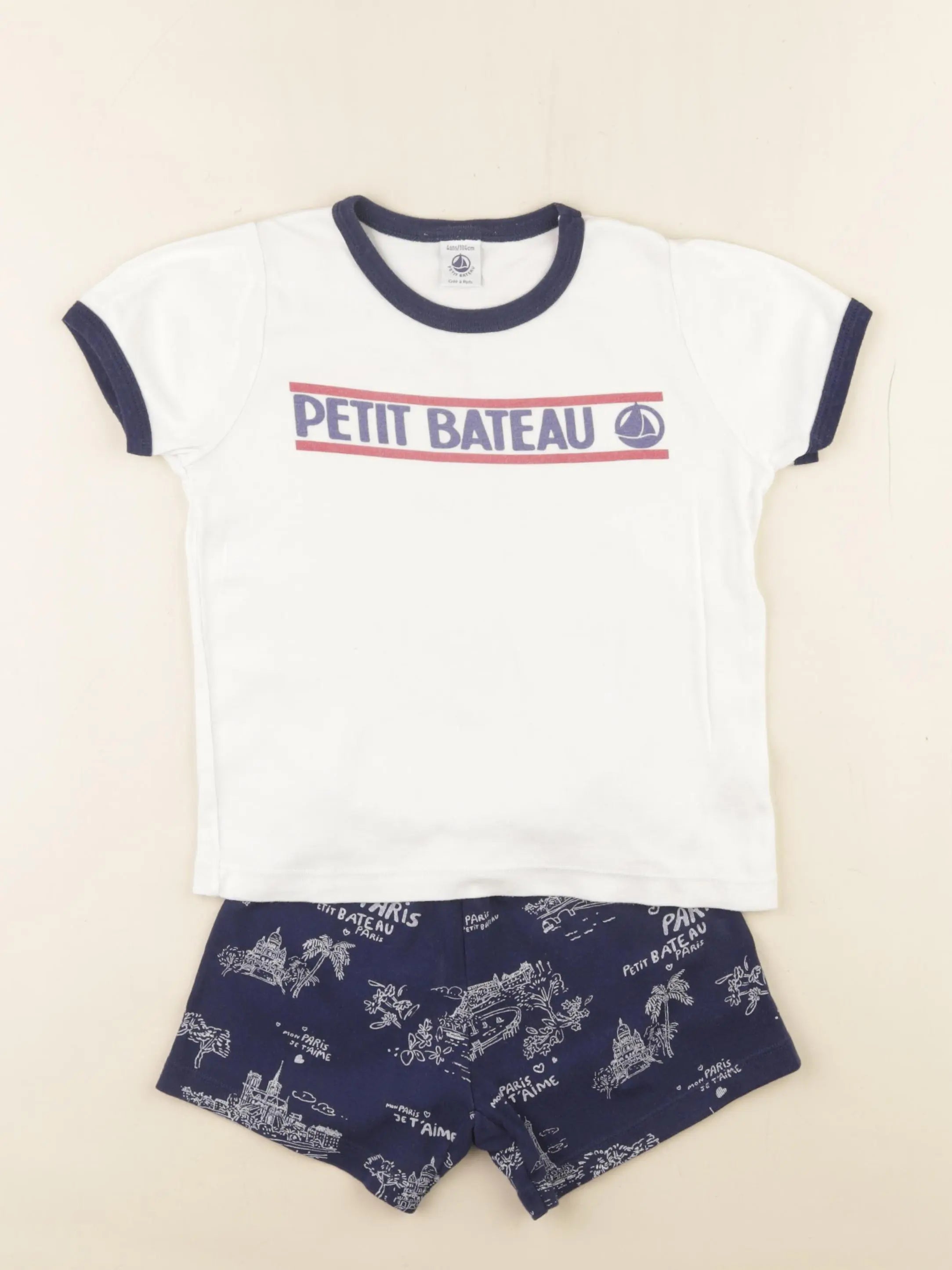 Petit Bateau - pyjama coton bleu - 4 ans