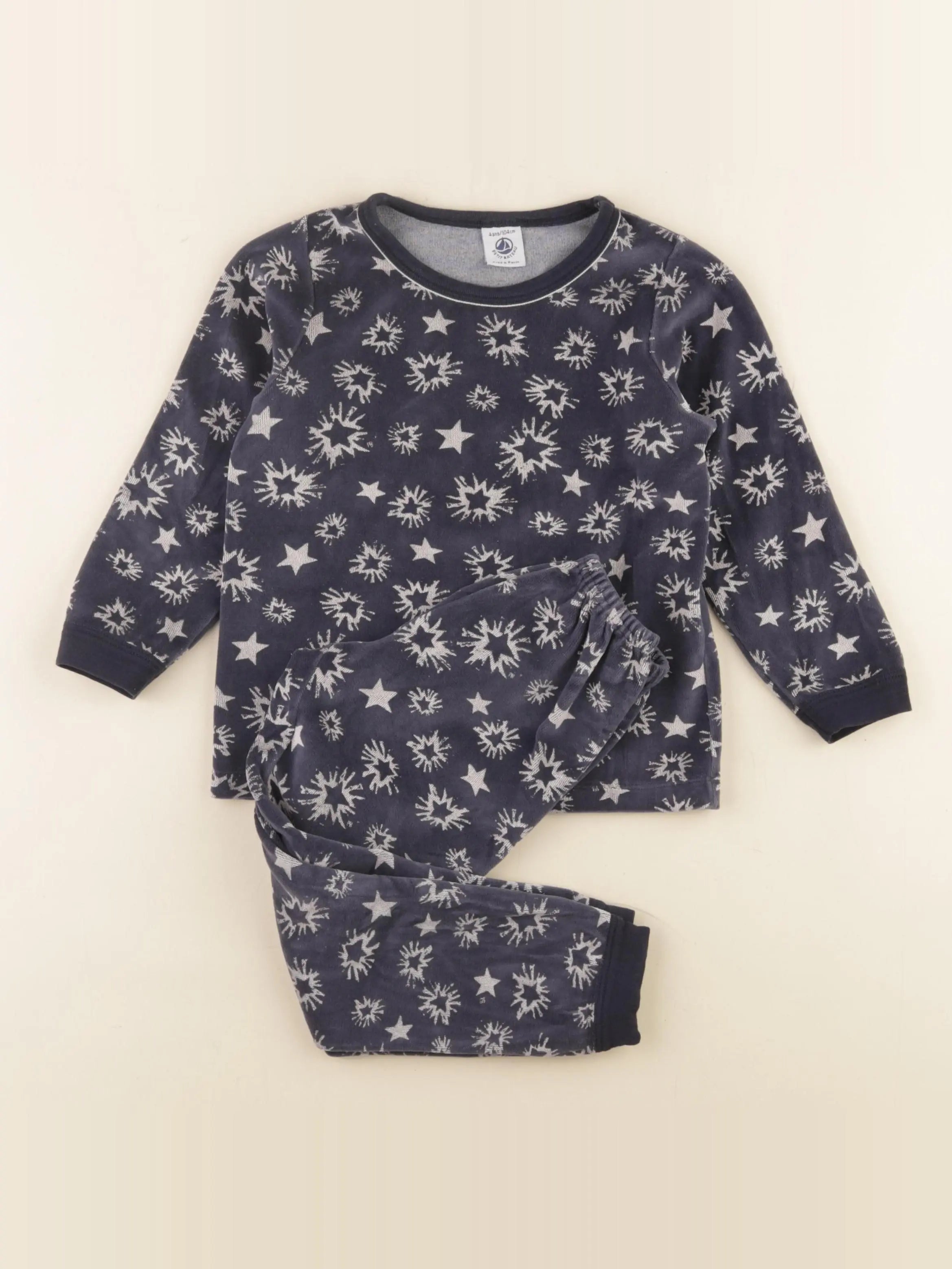 Petit Bateau - pyjama velours bleu - 4 ans