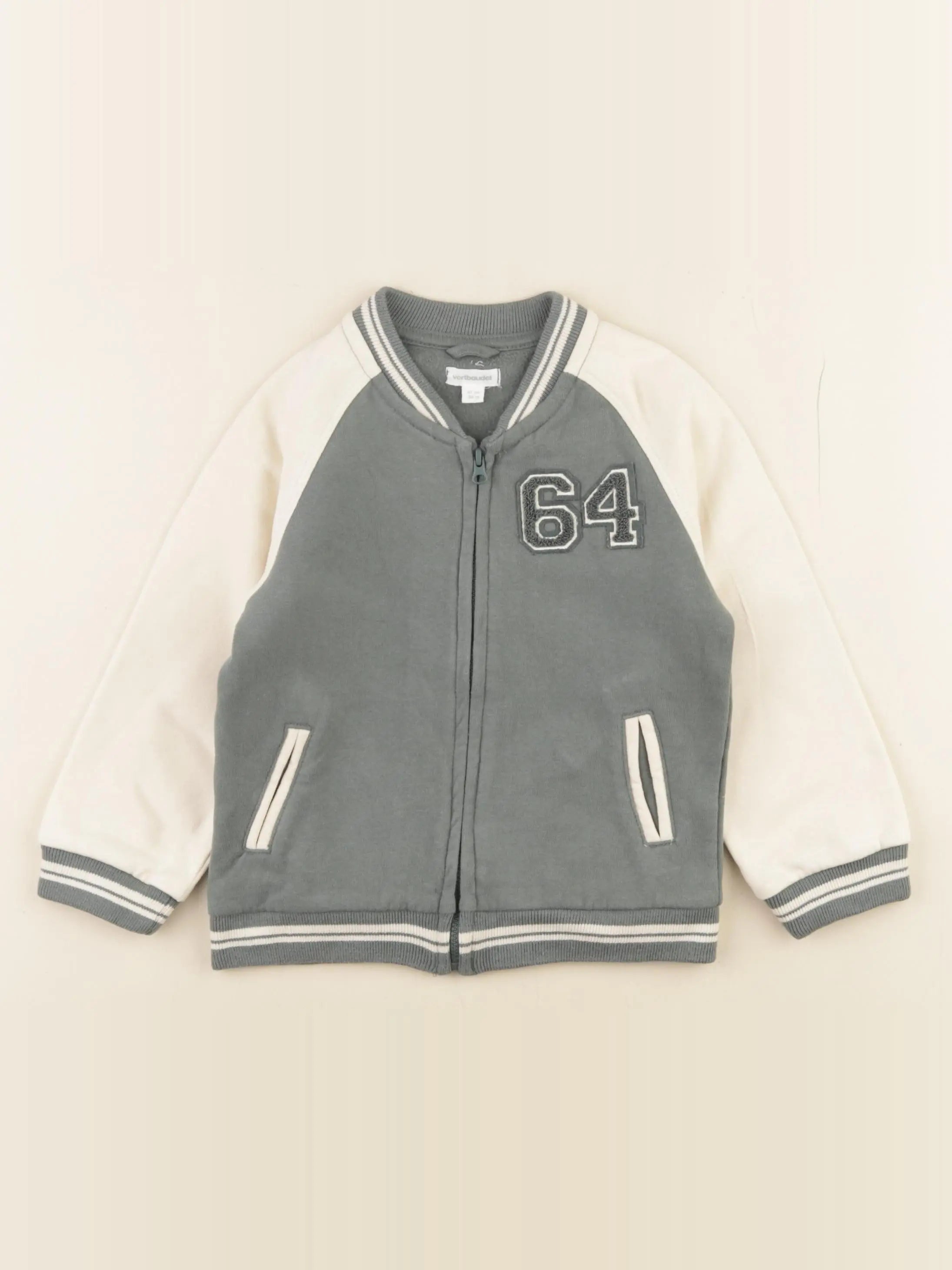 Vertbaudet - sweat blanc, vert - 36 mois