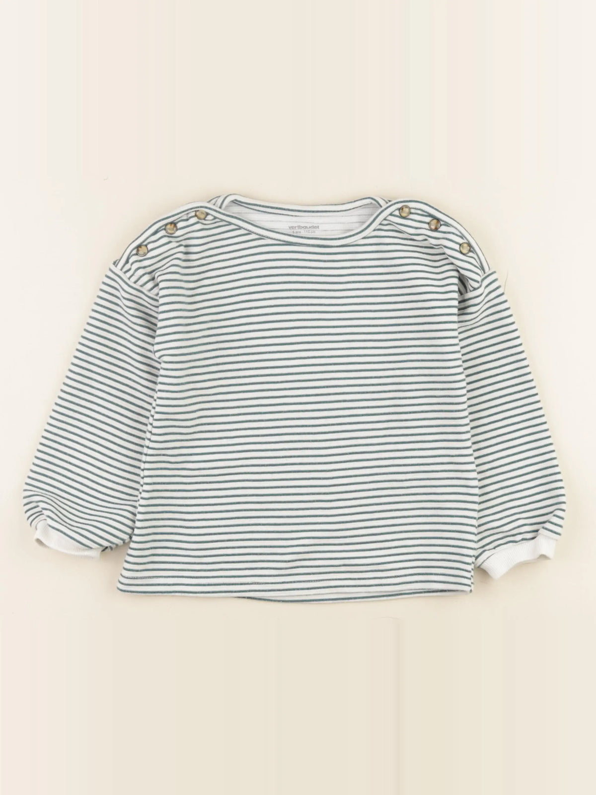 Vertbaudet - pull blanc, vert - 5 ans