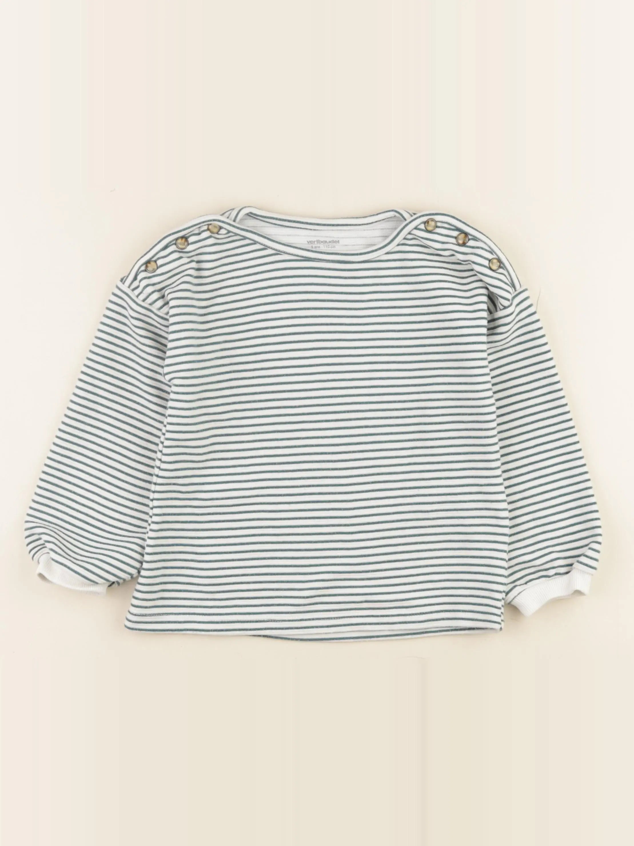 Vertbaudet - pull blanc, vert - 5 ans