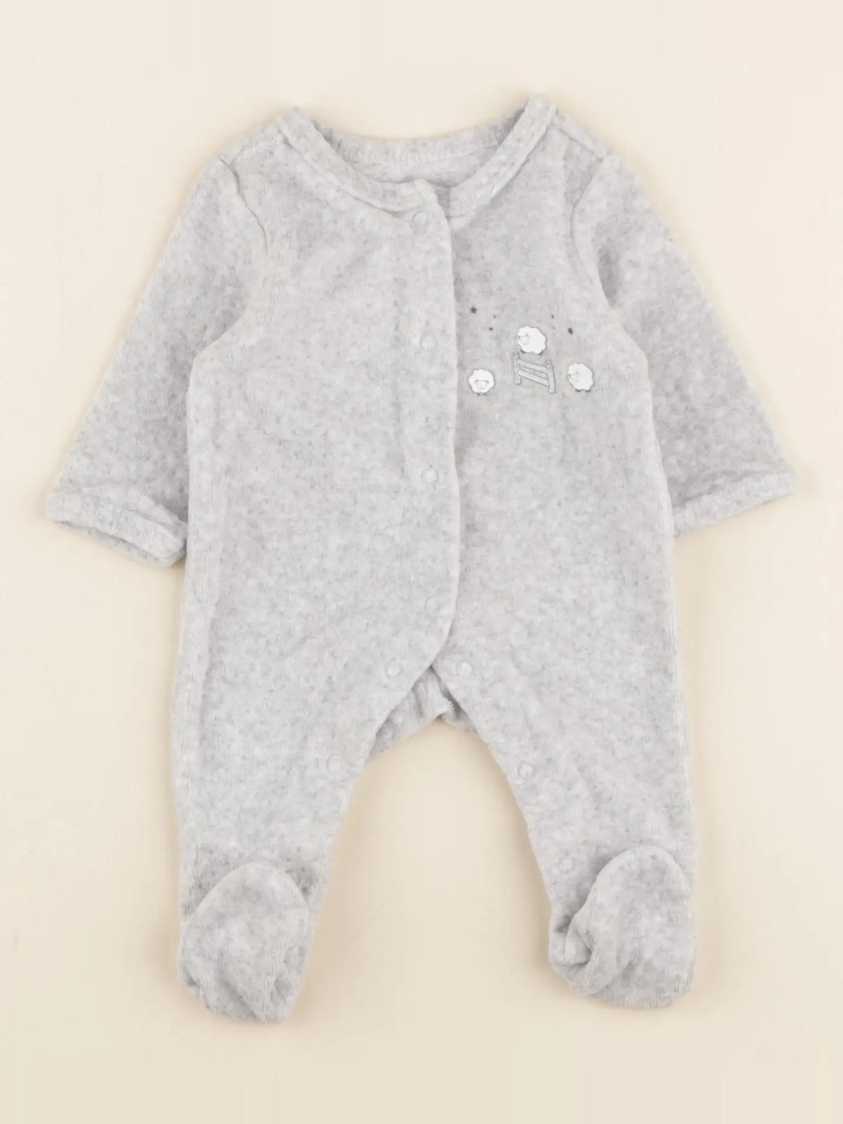 Vertbaudet - pyjama velours gris - 0 mois