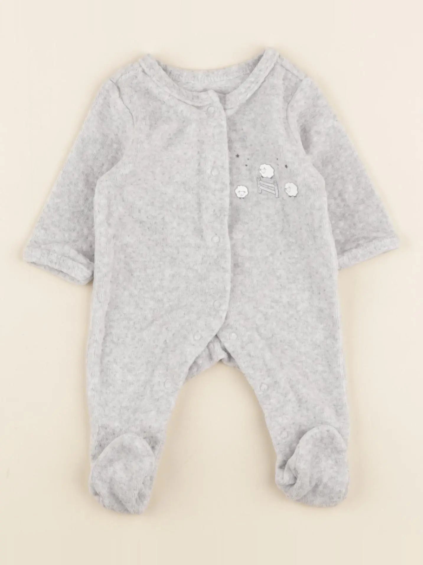 Vertbaudet - pyjama velours gris - 0 mois