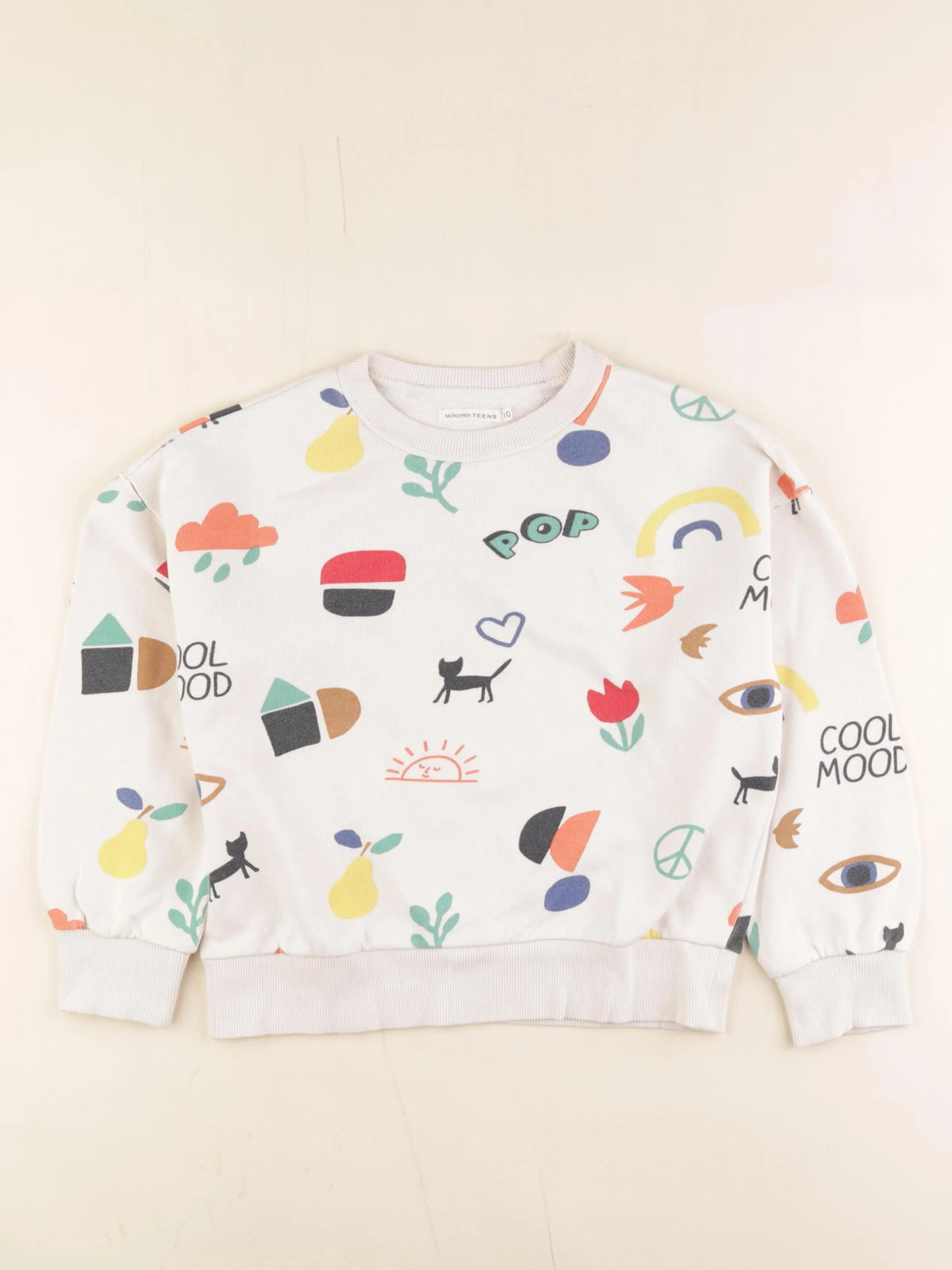 Monoprix - sweat beige - 10 ans