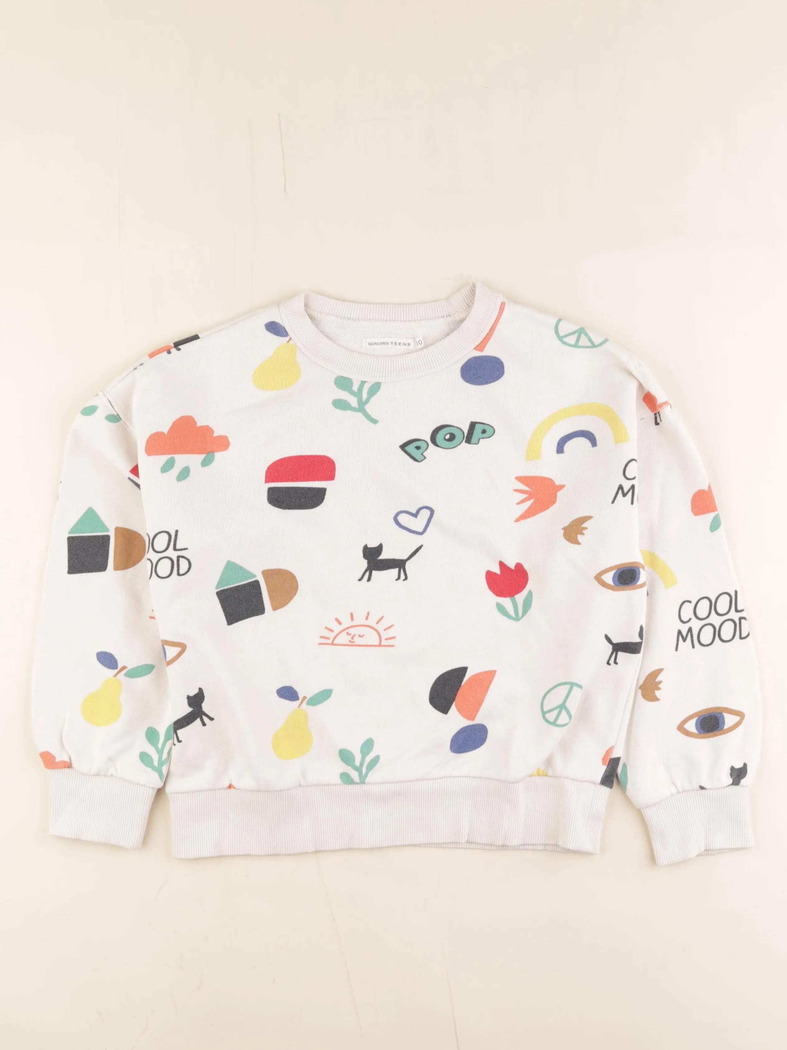 Monoprix - sweat beige - 10 ans