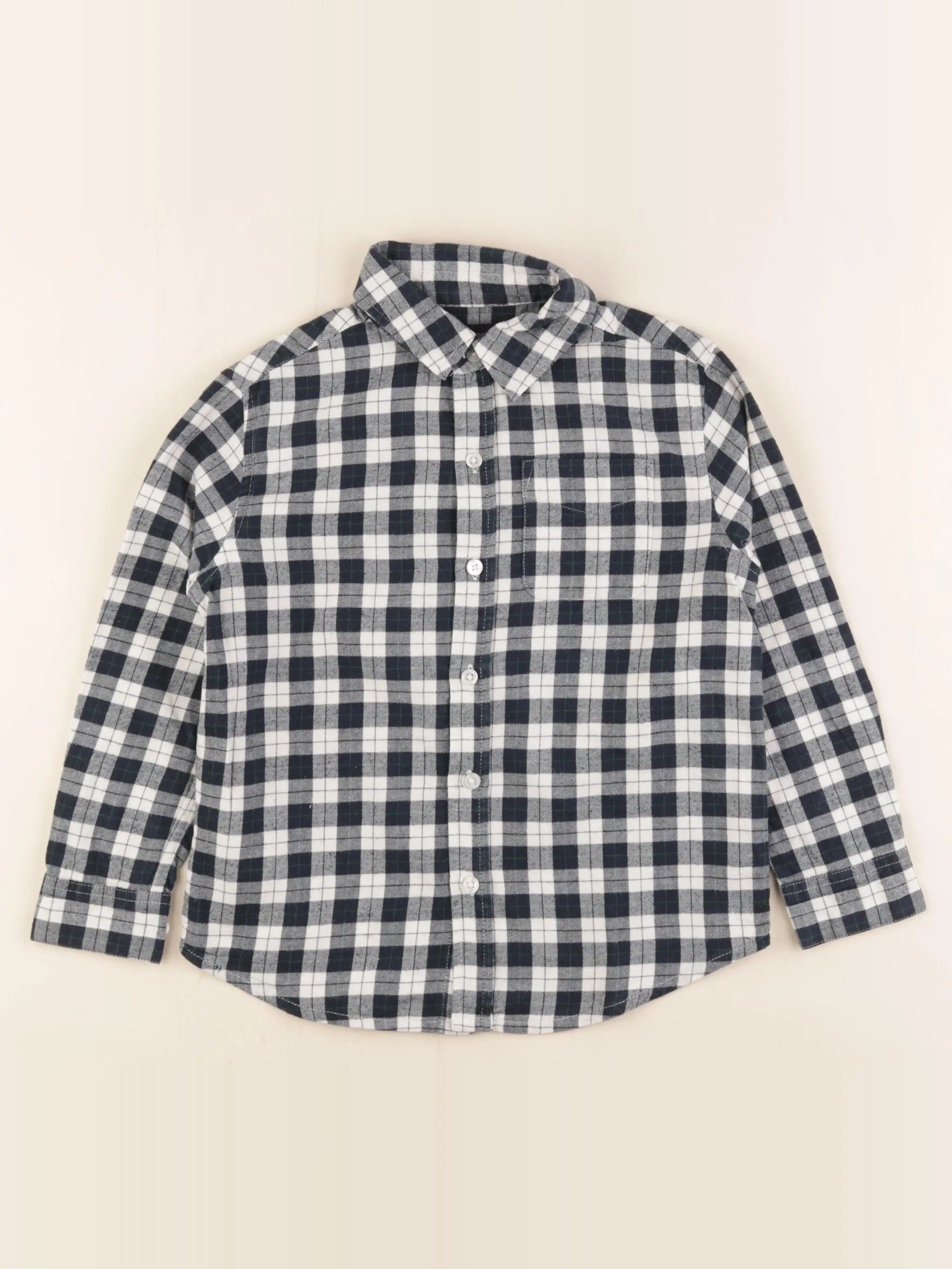 Monoprix - chemise bleu, blanc - 5 ans