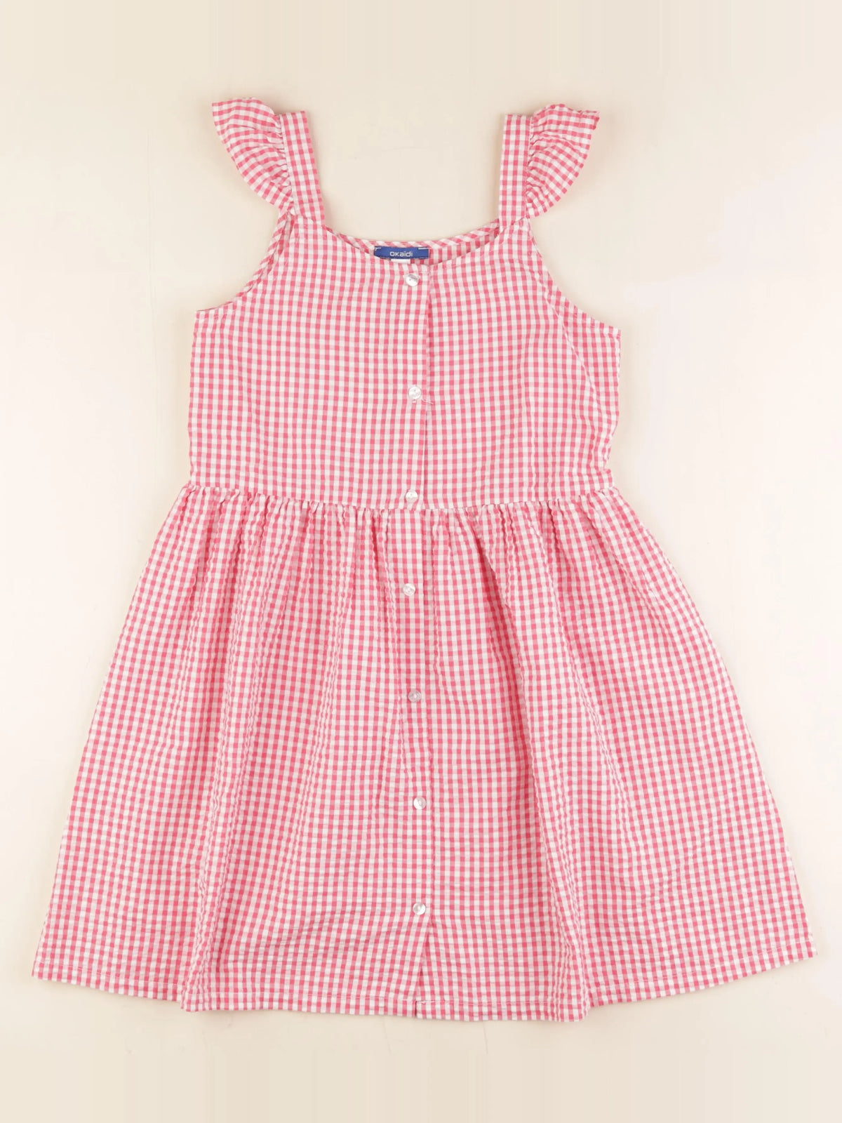 Okaidi - robe blanc, rose - 10 ans