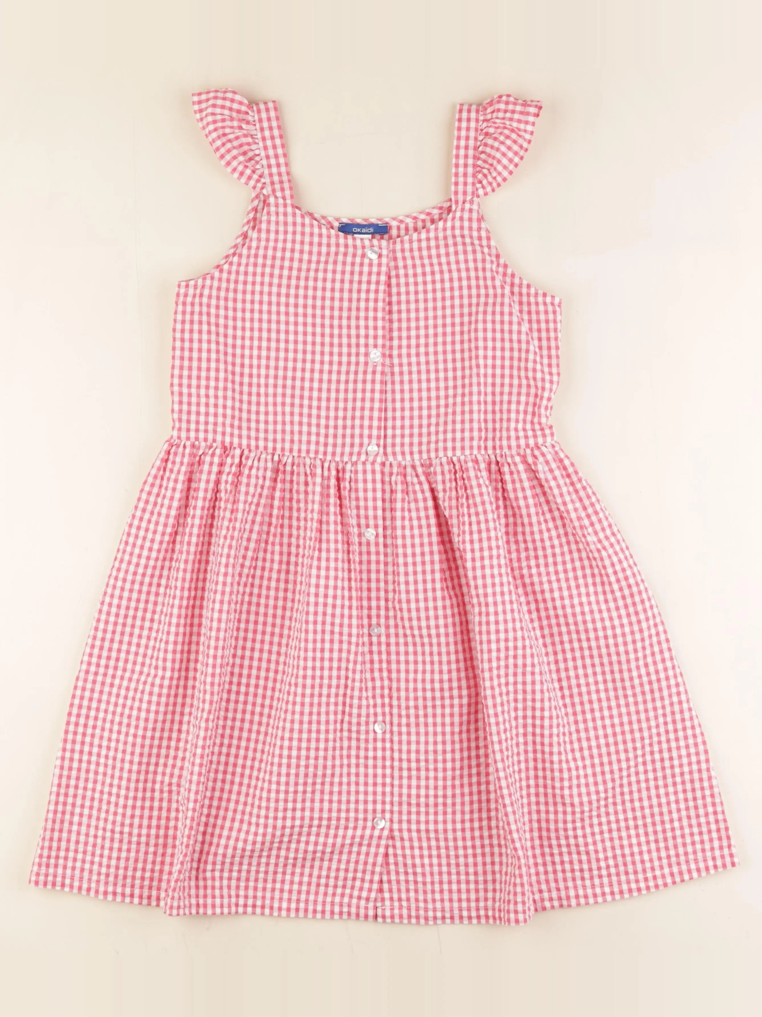 Okaidi - robe blanc, rose - 10 ans