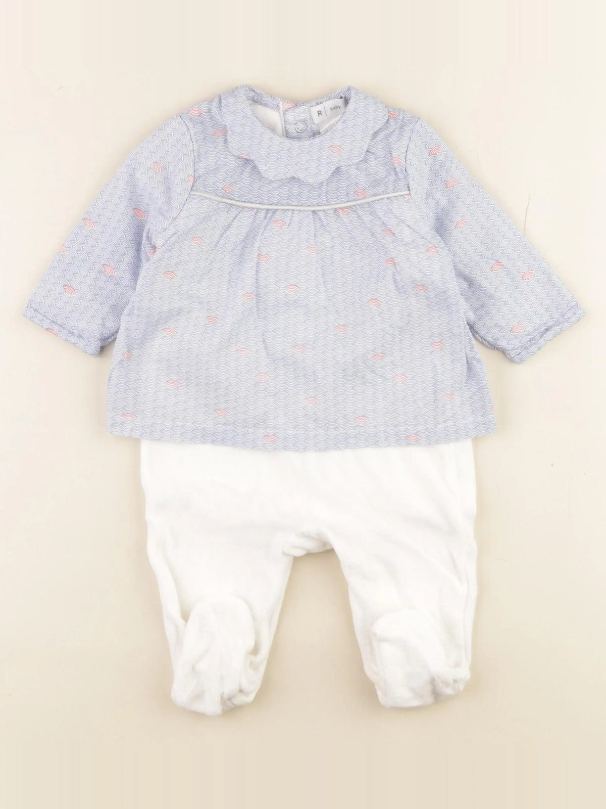 La Redoute - pyjama velours bleu, blanc - 6 mois