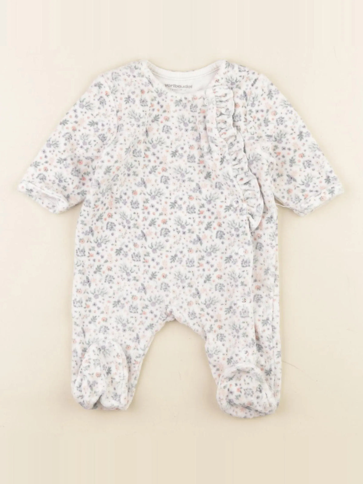 Vertbaudet - pyjama velours blanc - 1 mois