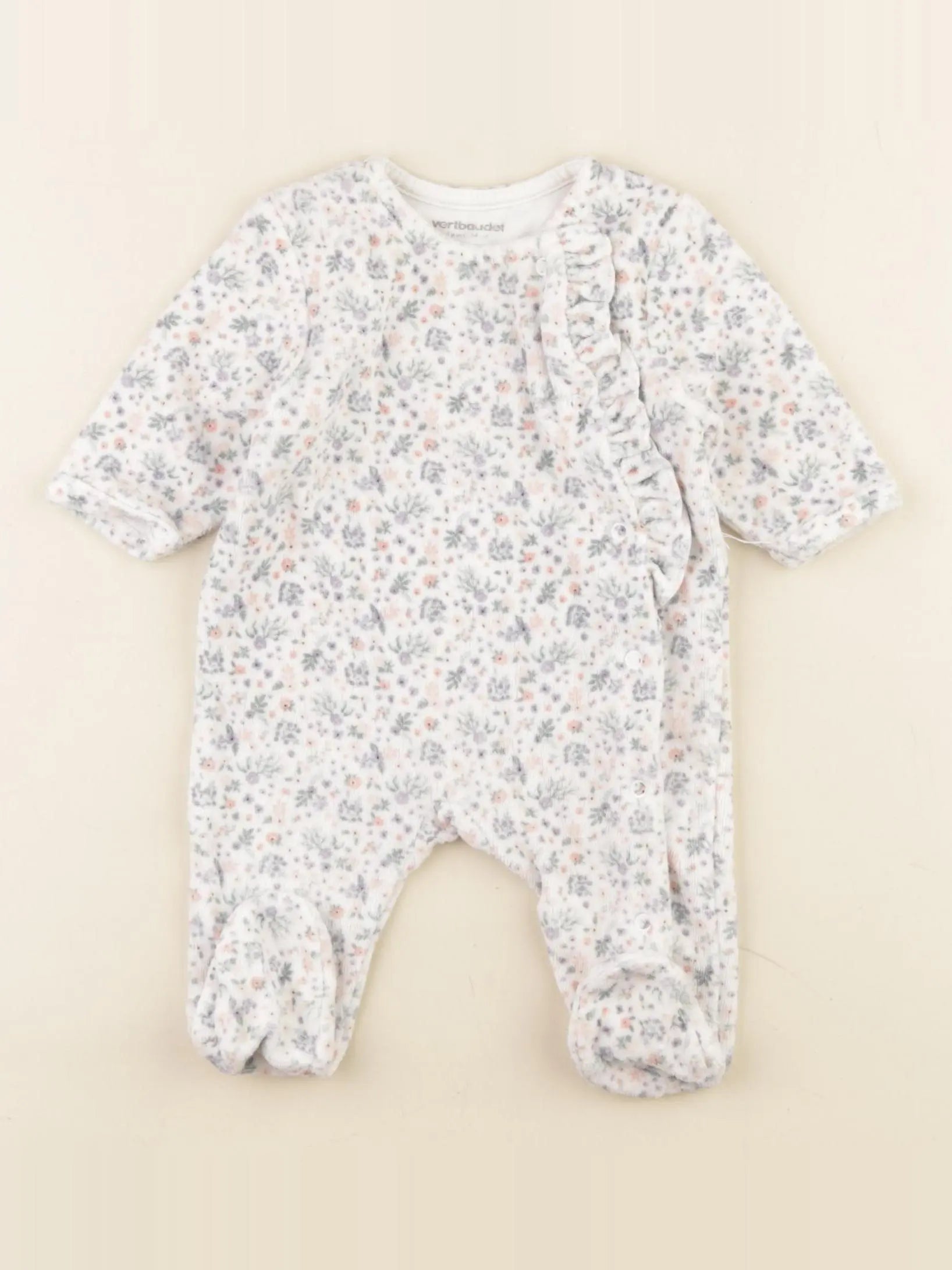 Vertbaudet - pyjama velours blanc - 1 mois