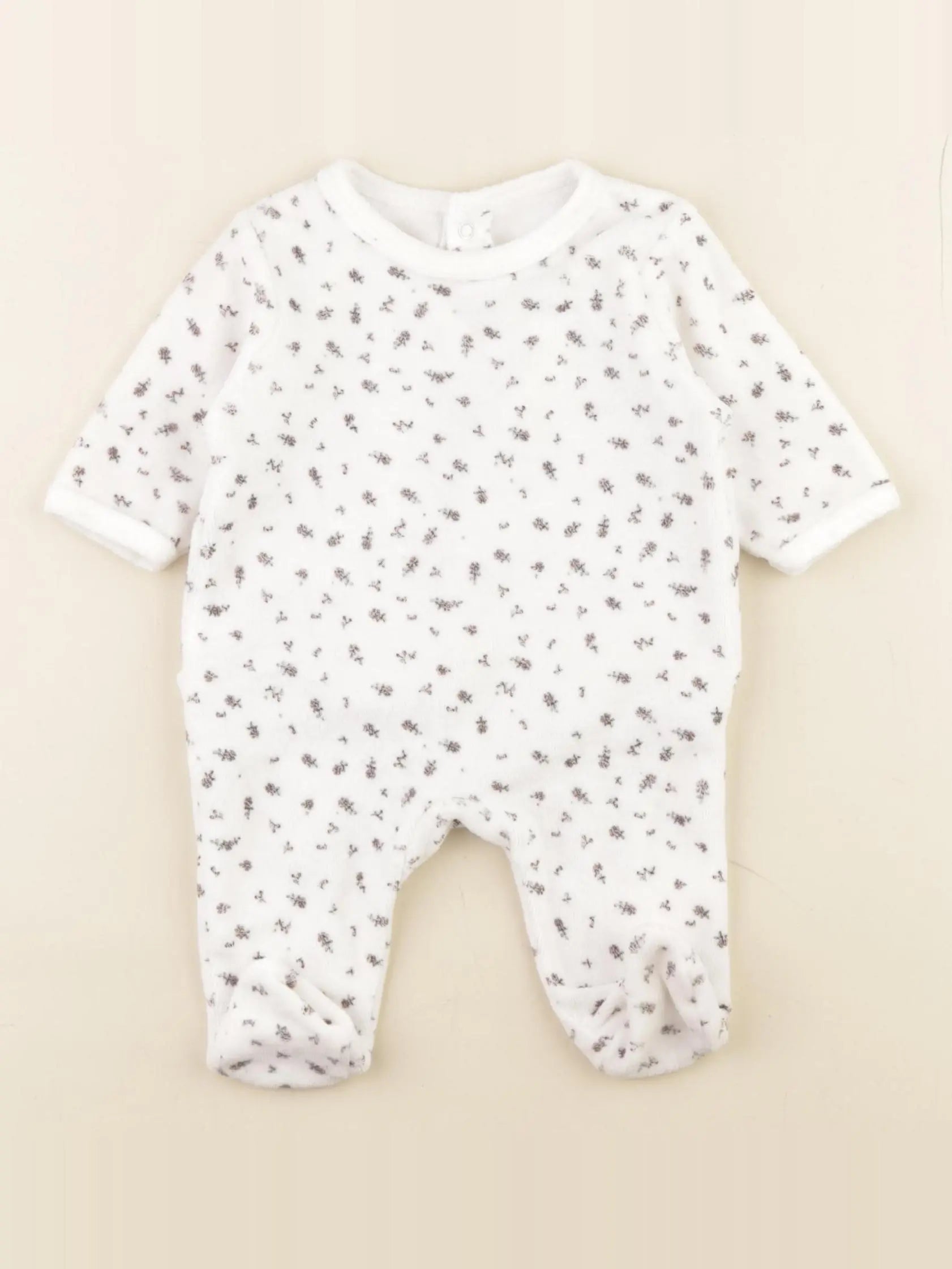 Vertbaudet - pyjama velours blanc - 1 mois