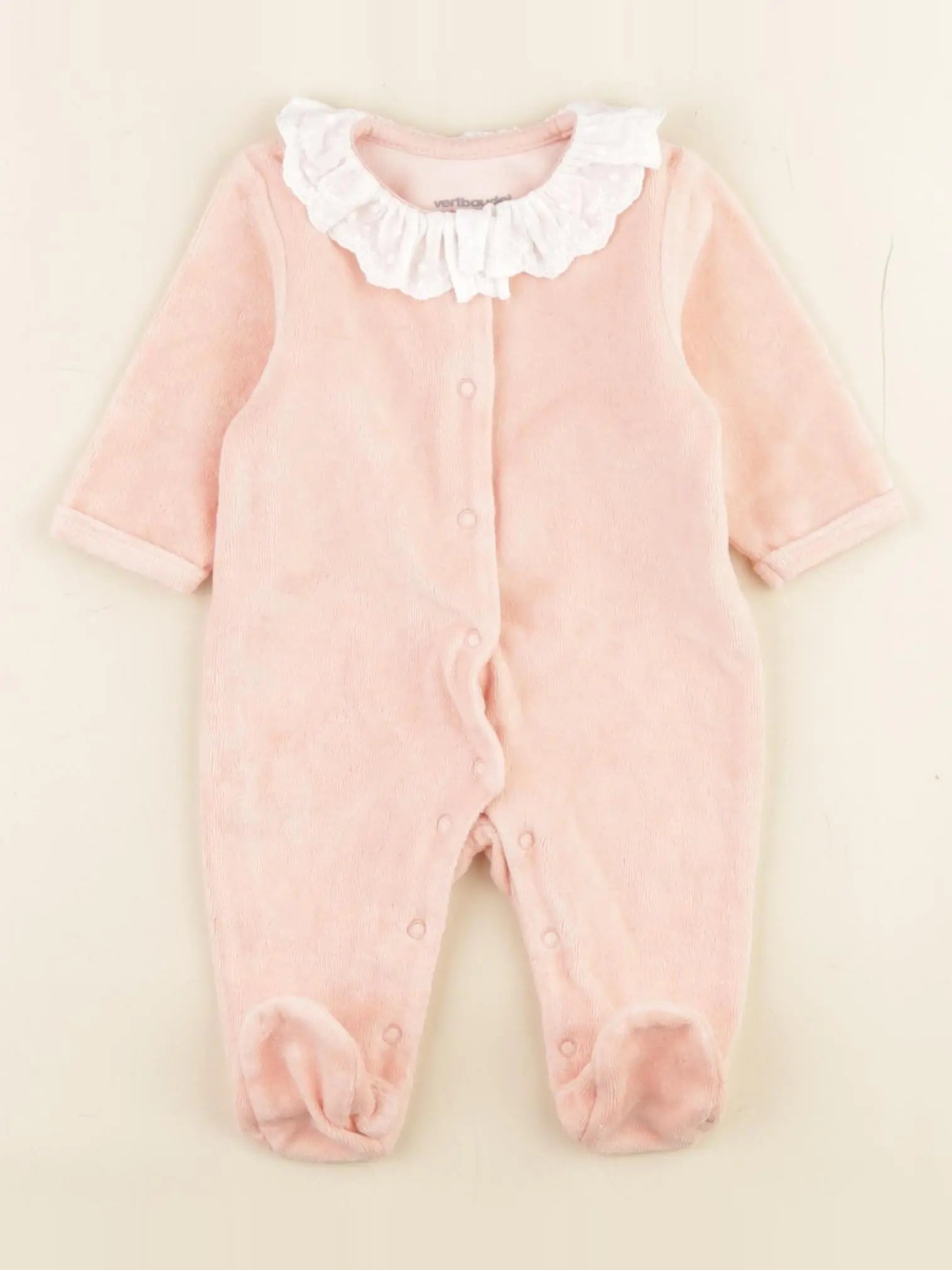 Vertbaudet - pyjama velours rose - 1 mois