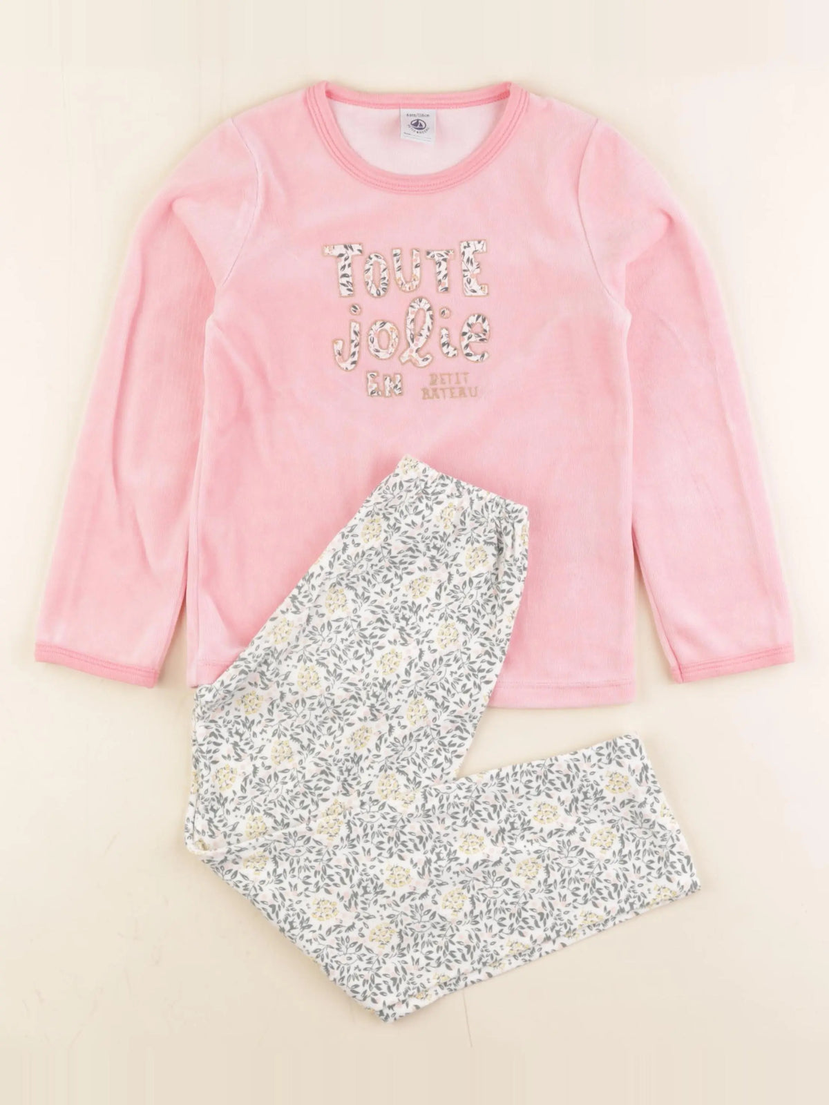 Petit Bateau - pyjama velours rose - 6 ans