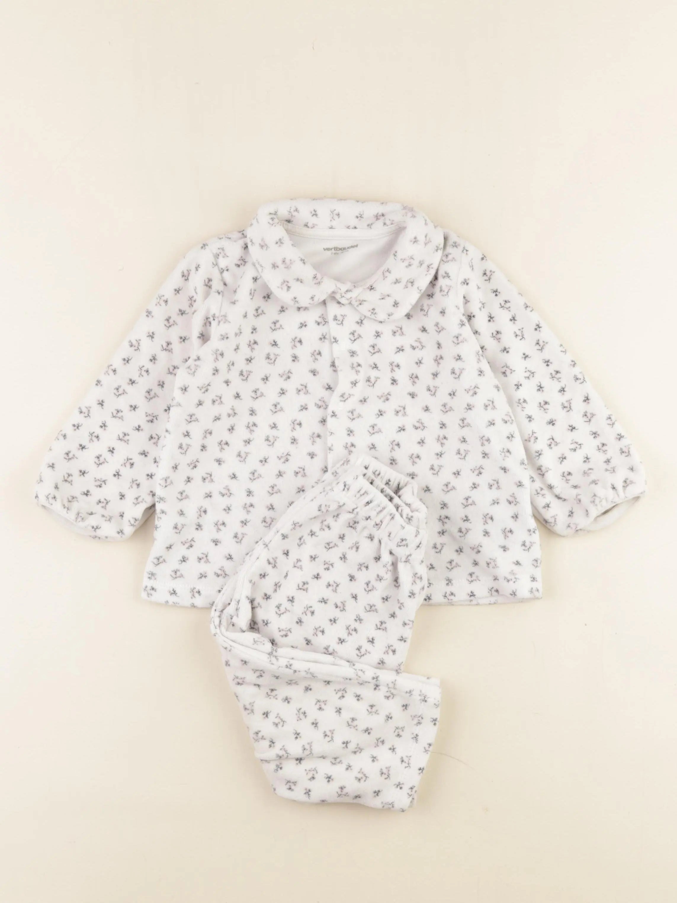 Vertbaudet - pyjama velours blanc - 2 ans