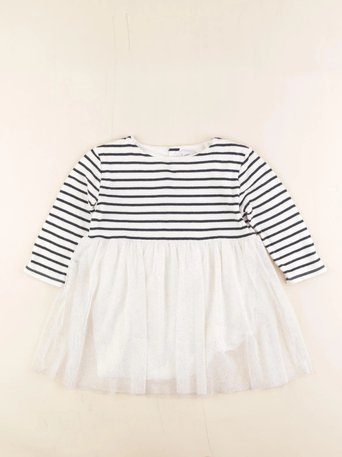 Petit Bateau - robe blanc, bleu - 24 mois