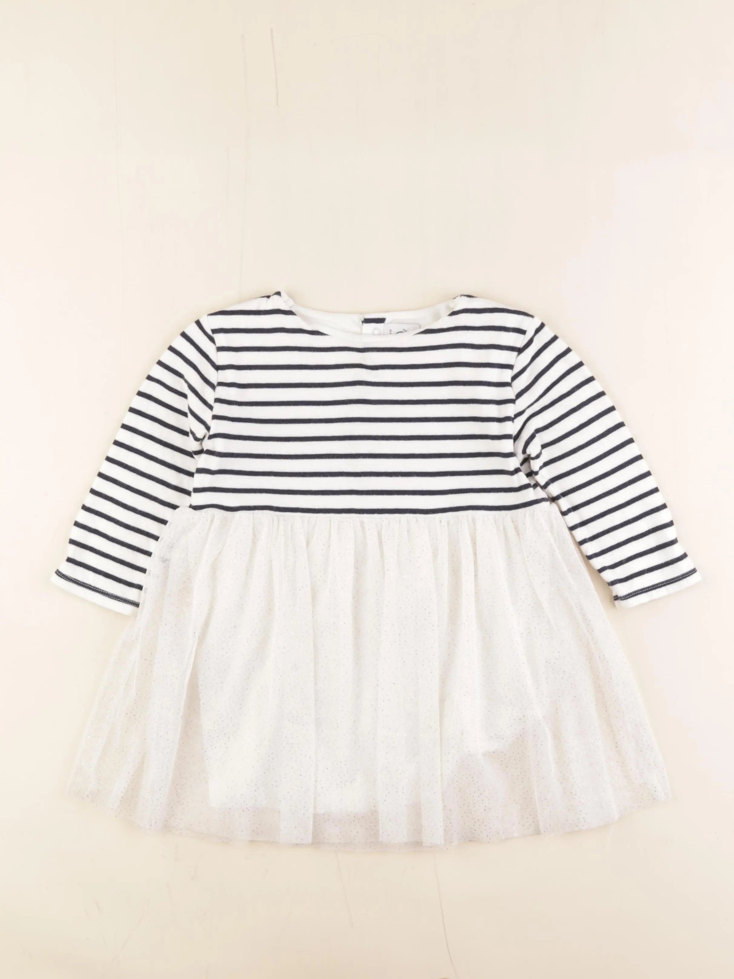Petit Bateau - robe blanc, bleu - 24 mois