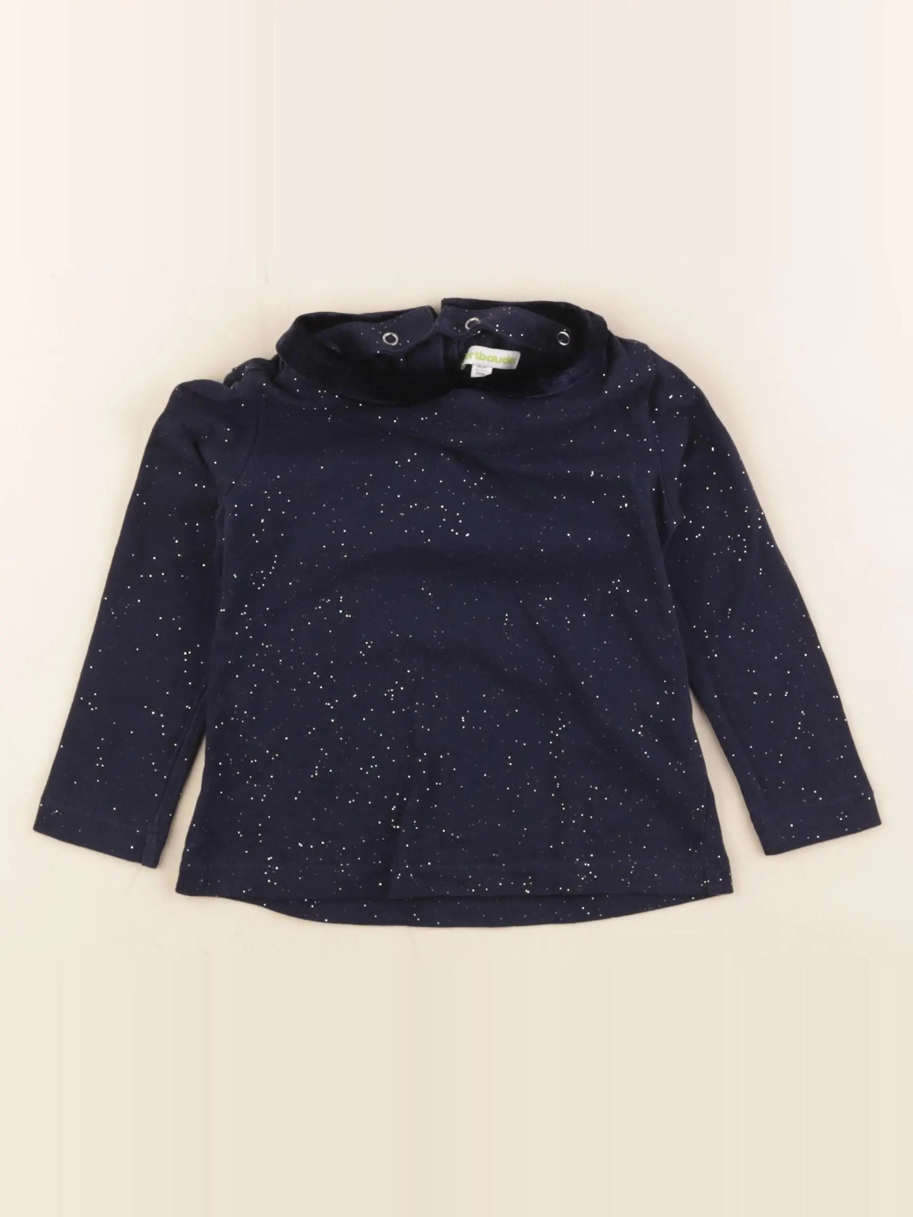 Vertbaudet - tee-shirt bleu, argent - 2 ans