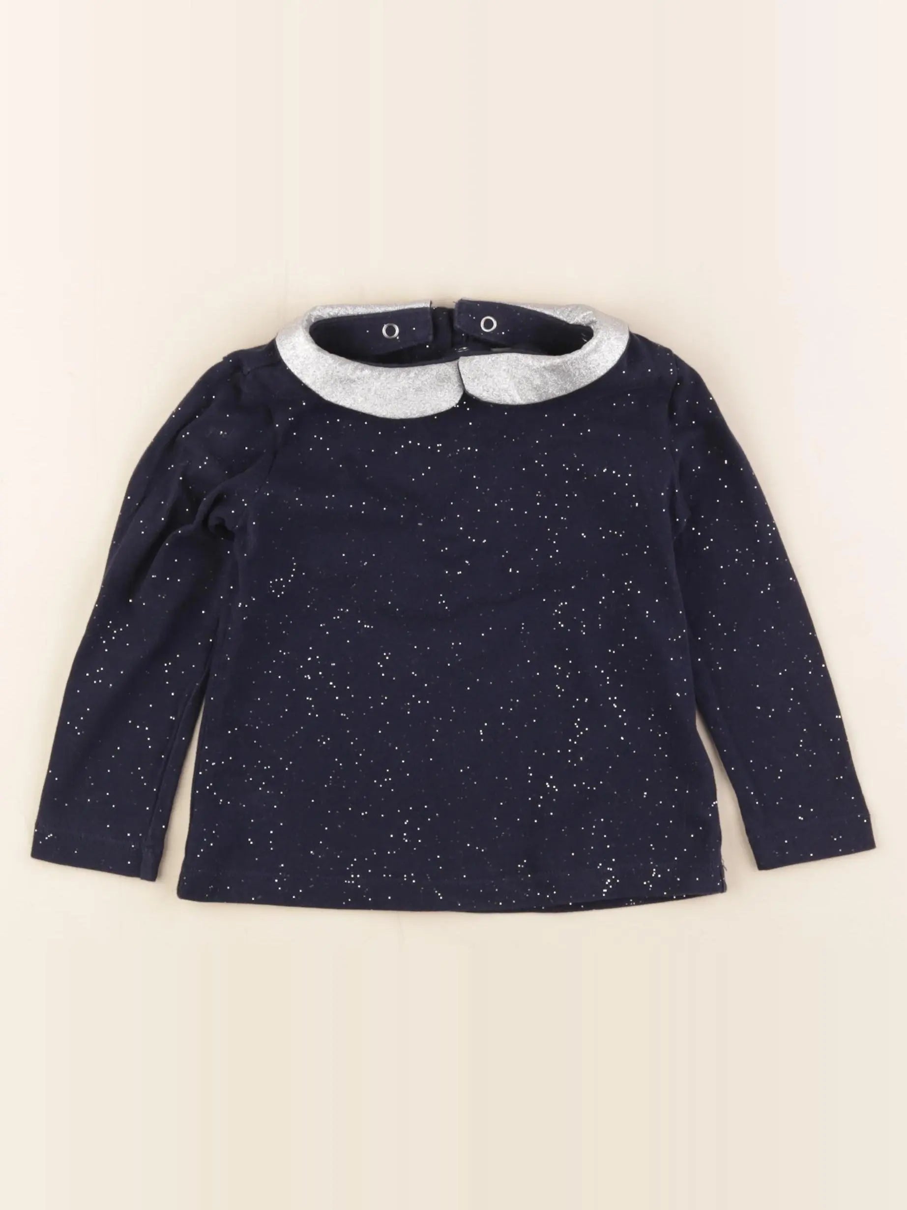 Vertbaudet - tee-shirt bleu, argent - 2 ans