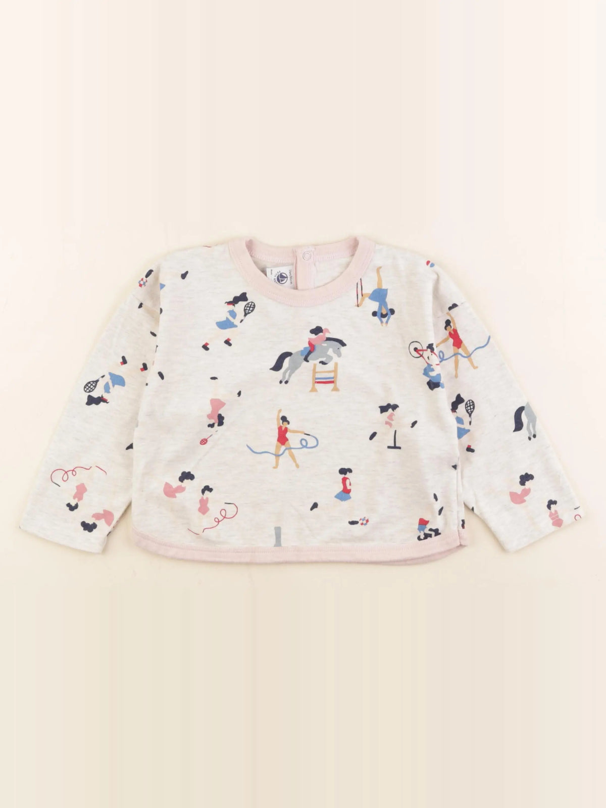 Petit Bateau - tee-shirt gris, rose - 24 mois