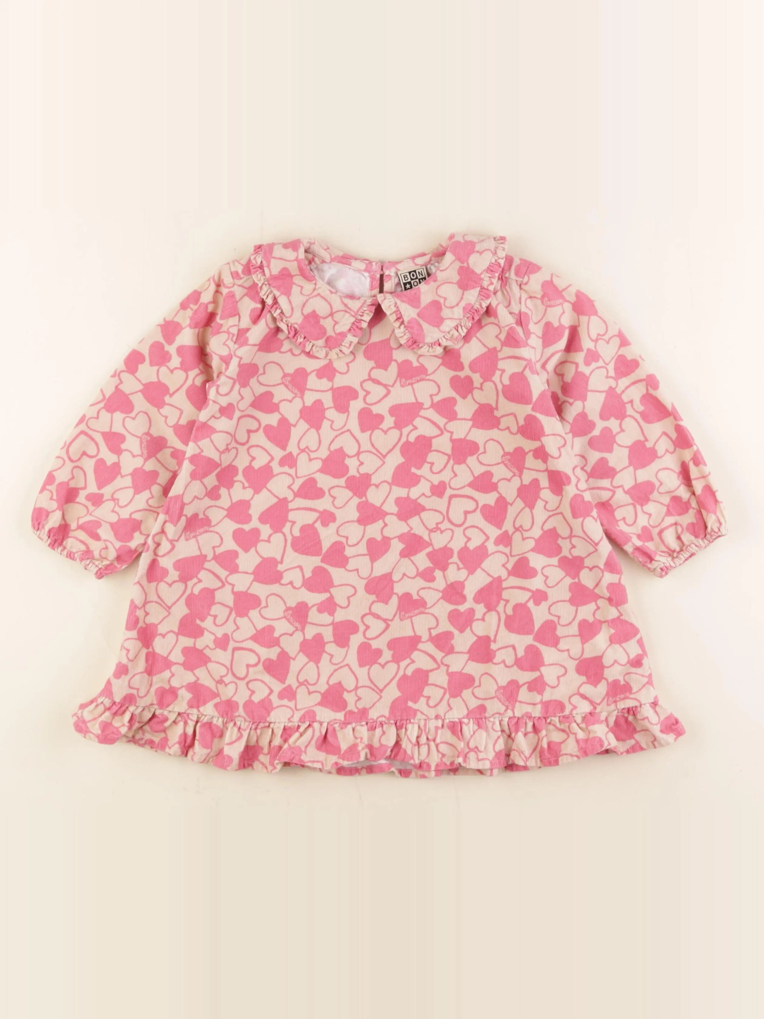 Bonton - robe rose, beige - 2 ans