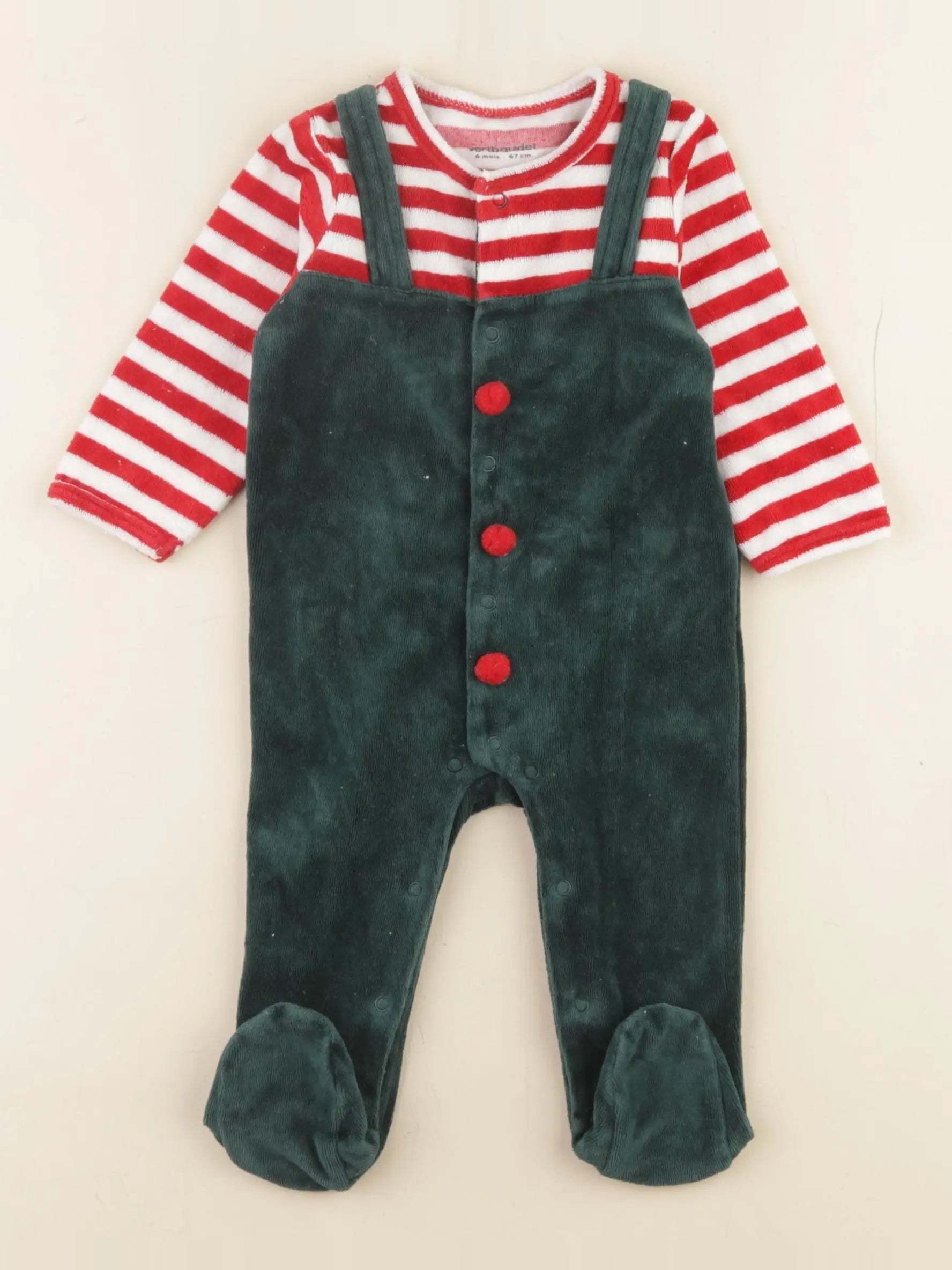 Vertbaudet - pyjama velours multicolore - 6 mois