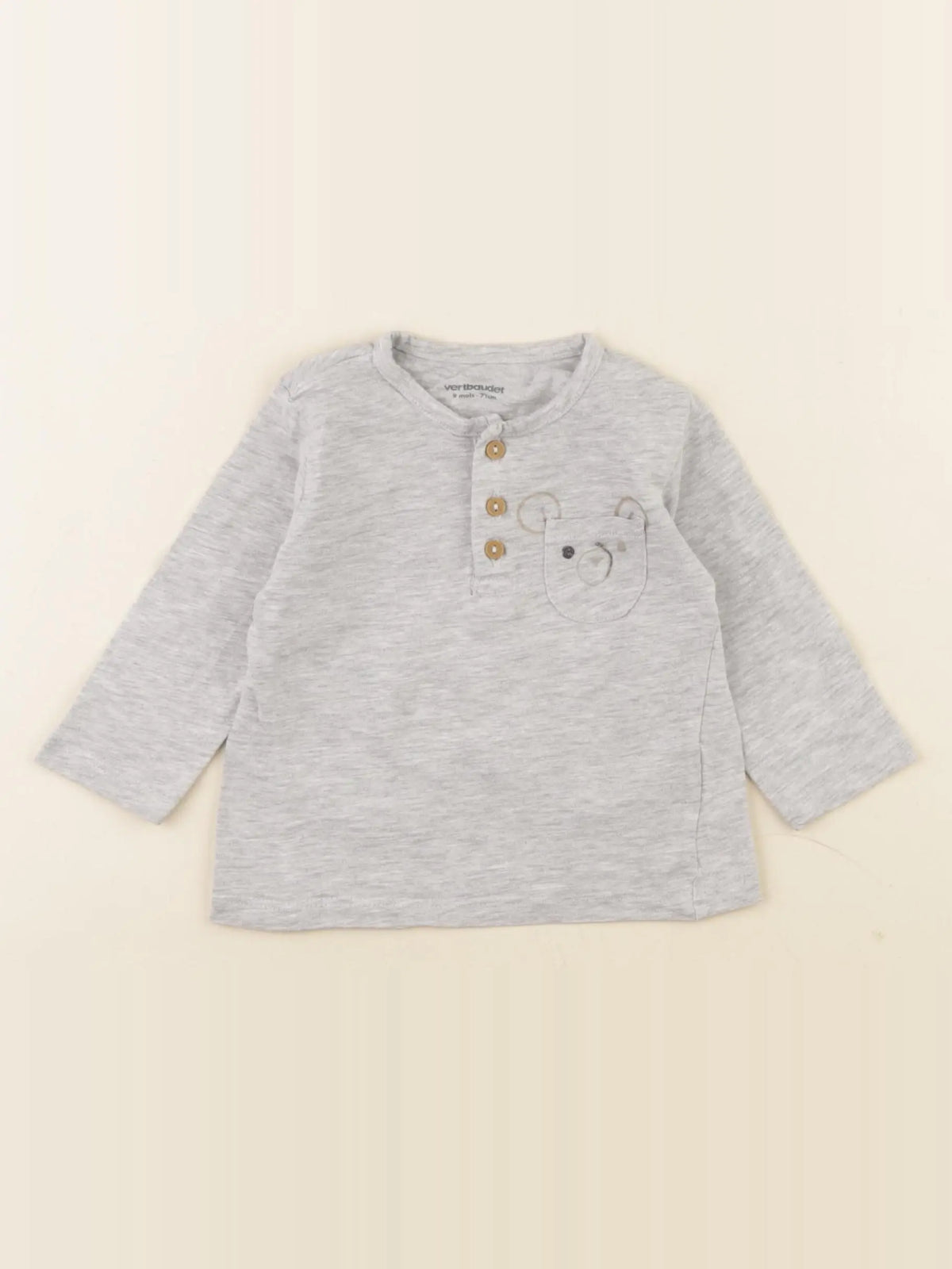 Vertbaudet - tee-shirt gris - 9 mois
