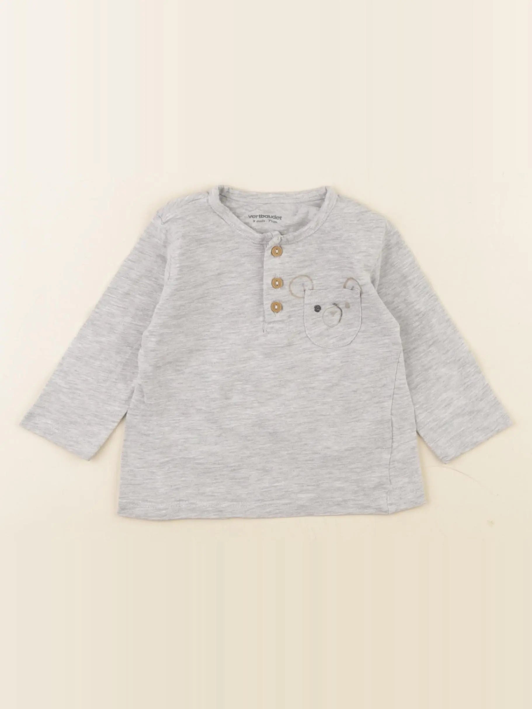 Vertbaudet - tee-shirt gris - 9 mois