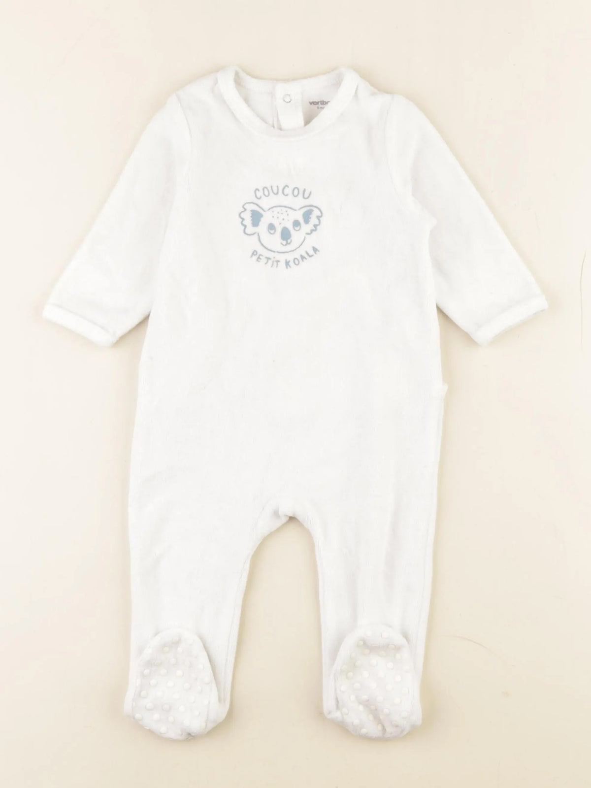 Vertbaudet - pyjama velours blanc - 9 mois